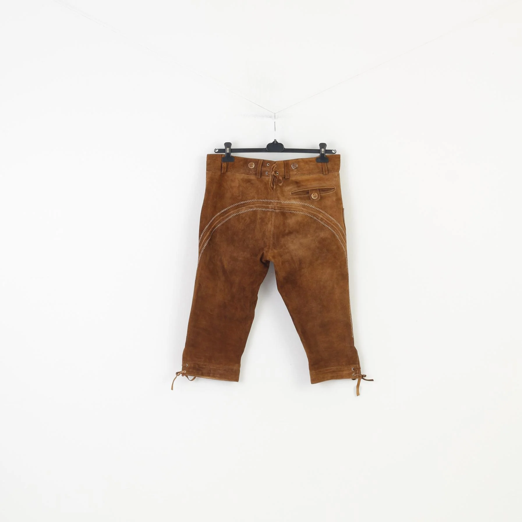 Country Maddox Men 48 Leather Trousers Brown Vintage Tyrol Austria Trachten Western Cowboy Traditional Emroidered Bottoms Pockets - Image 10