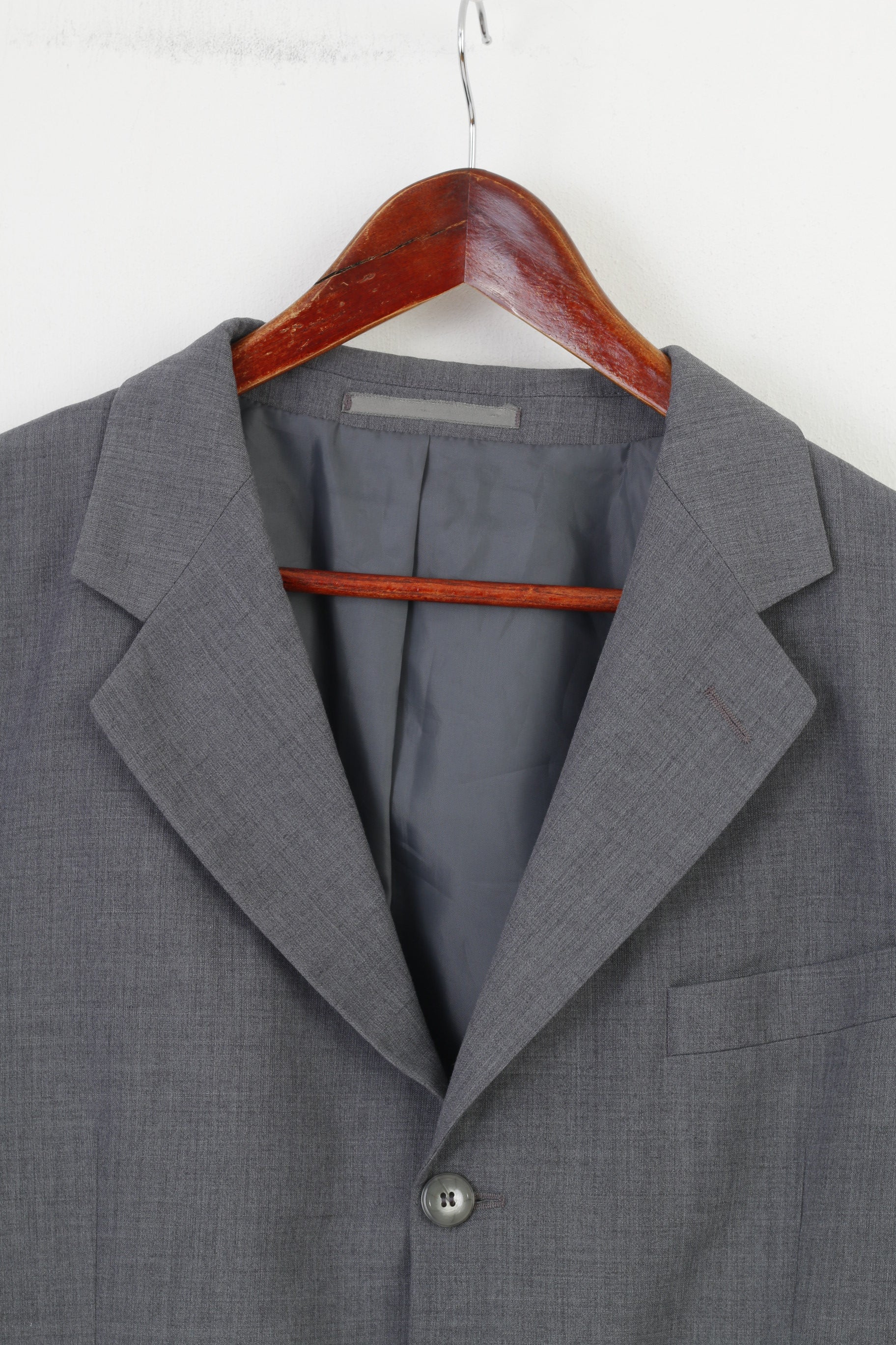 Coxmoore Men 42 Blazer Grey Wool Breasted Bottoms Long Sleeve Elegant Vintage Top - Image 2