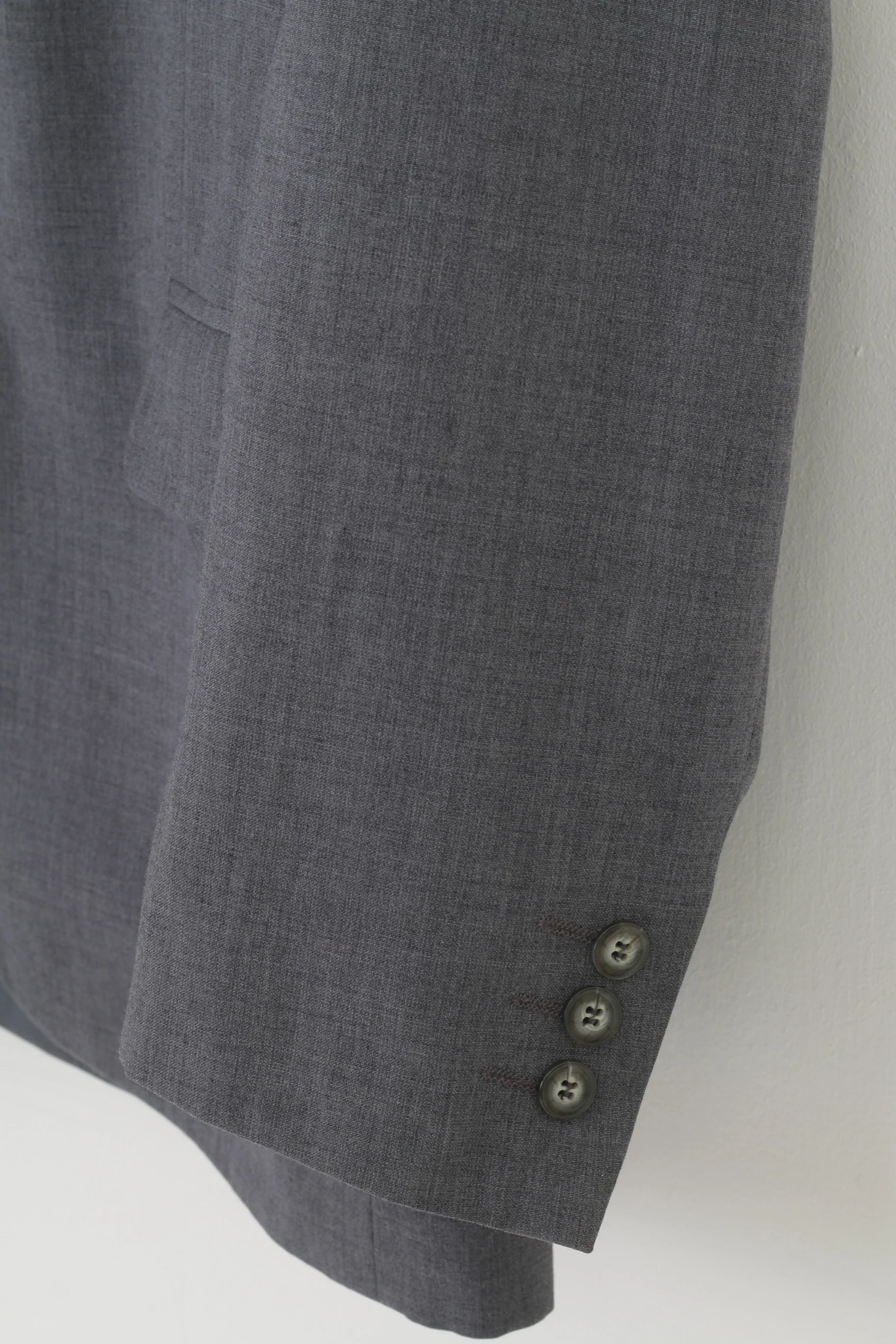 Coxmoore Men 42 Blazer Grey Wool Breasted Bottoms Long Sleeve Elegant Vintage Top - Image 3