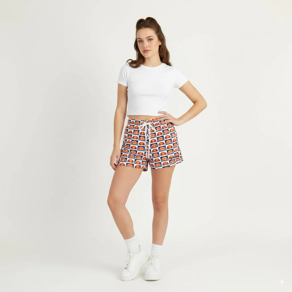 Ellesse Women M Shorts White Logo print Sportswear Mesh Lined Summer - Image 6