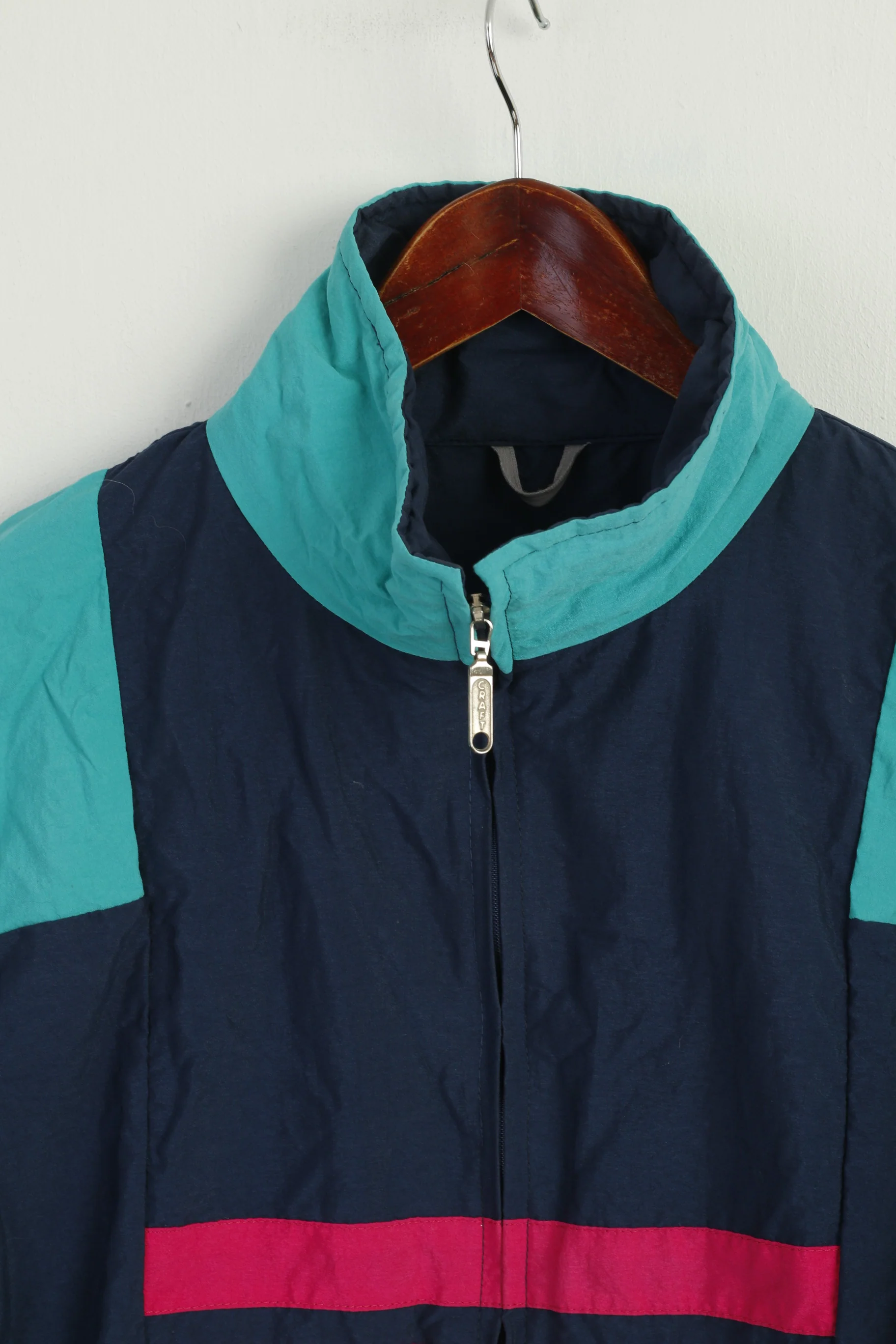 CRAFT Men L Jacket Navy Nylon Tactel Vintage Zip Up Sport Active Top - Image 3