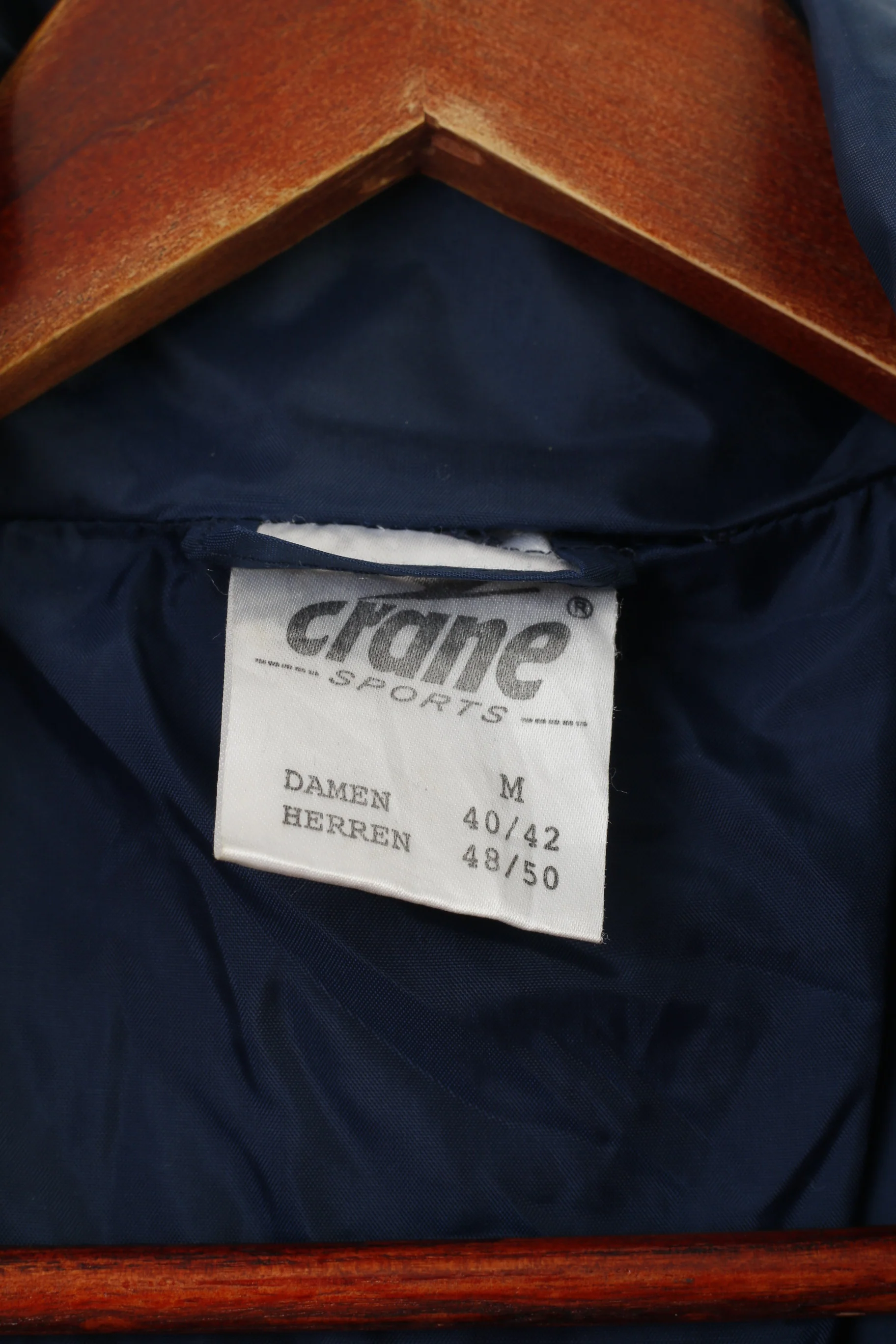 Crane Sports Men M Jacket Hood Nylon Waterproof Navy Full Zipper Vintage Top - Image 4