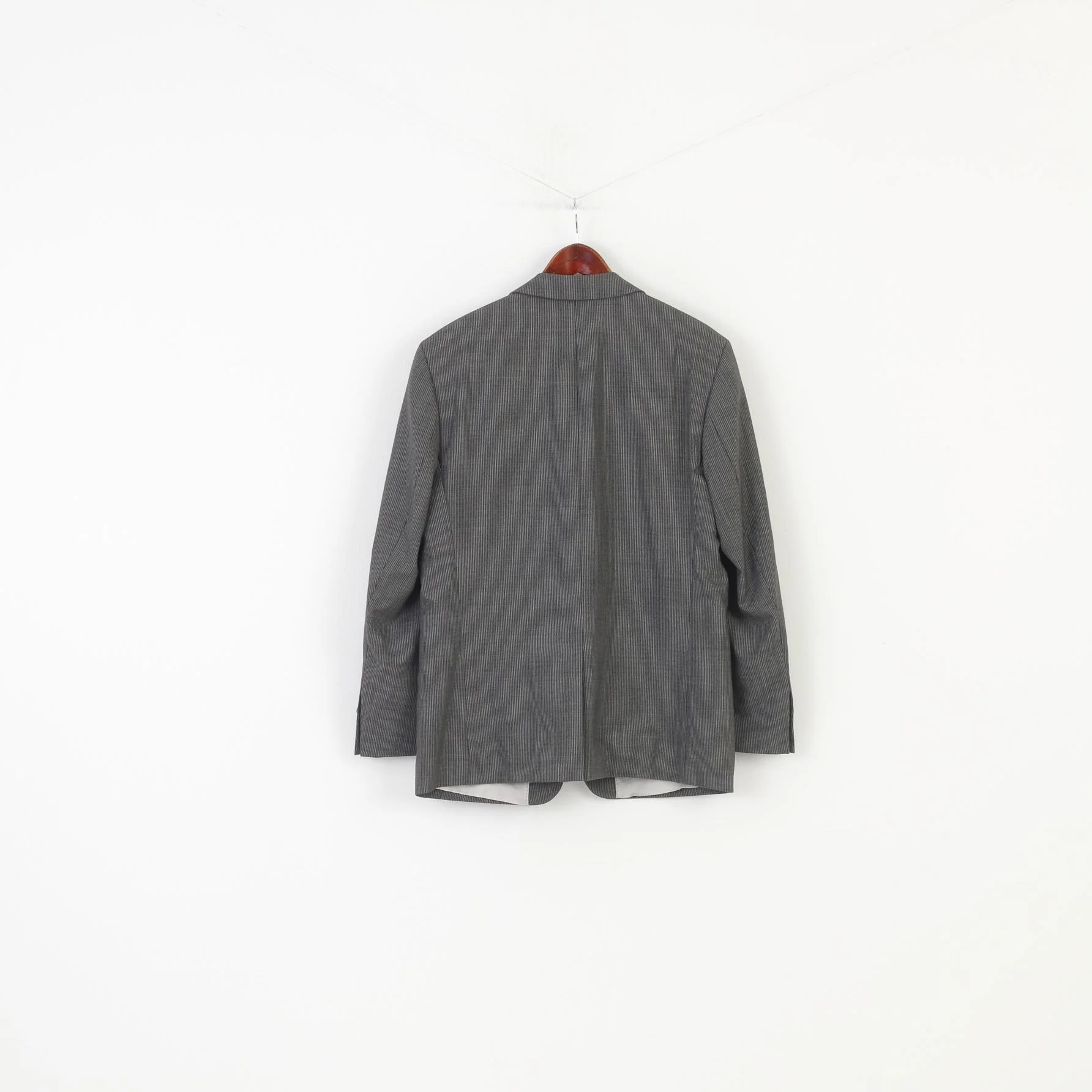Crespolino Men 40 Blazer Gray Vintage Wool Loro Piana Super 110'S Striped Single Breasted Jacket - Image 6