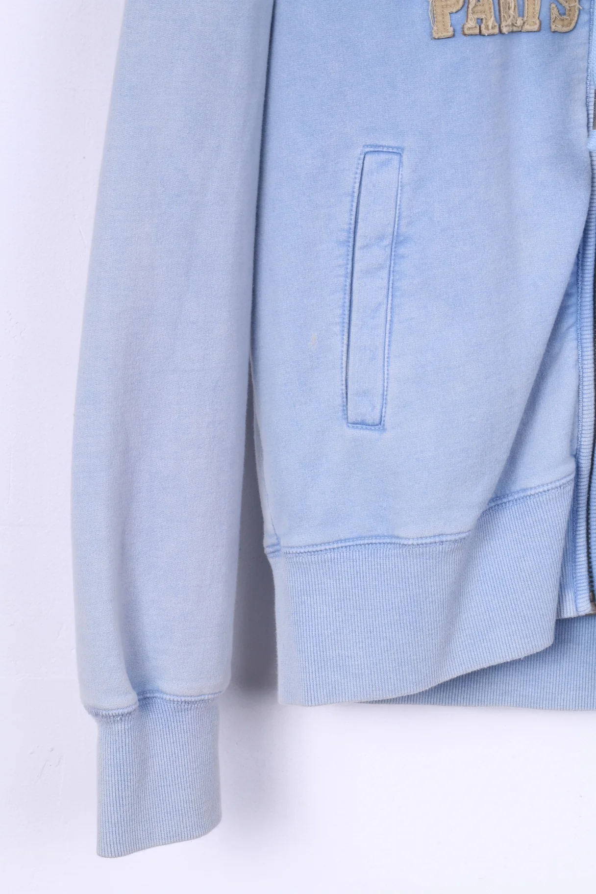 Crocker Mens XL Sweatshirt Hood Full Zipper Light Blue Wash Look - Image 3
