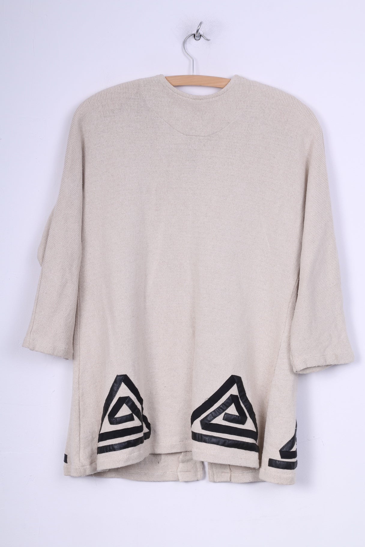 Csar Womens One Size Cardigan Beige Linen Jumper Button Front Shoulder Pads Vintage - Image 6