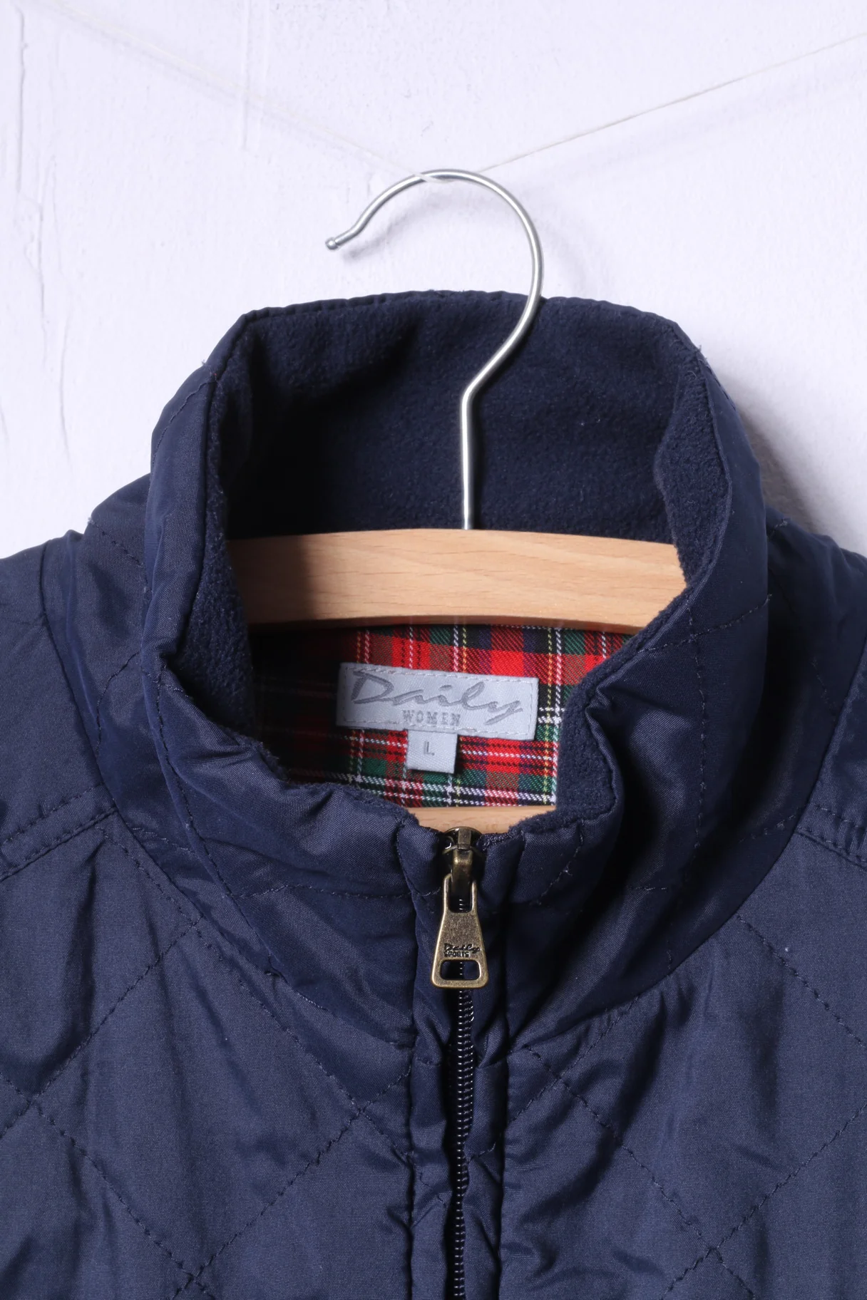 Daily WOMEN Womens L Jacket Navy Quilted Full Zipper Lightweight Top - Image 2