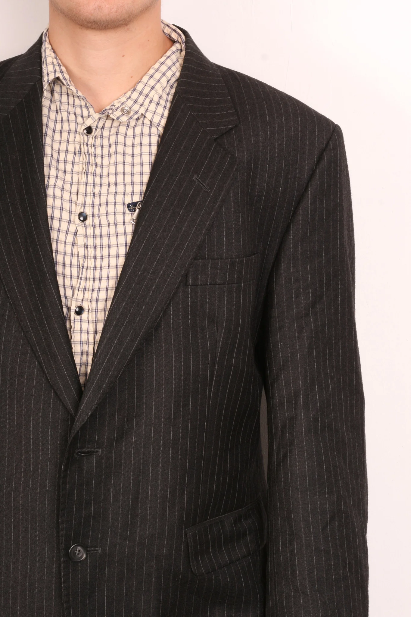 Daks Jermyn Street Mens 42 S Blazer Jacket Wool Striped Black - Image 3