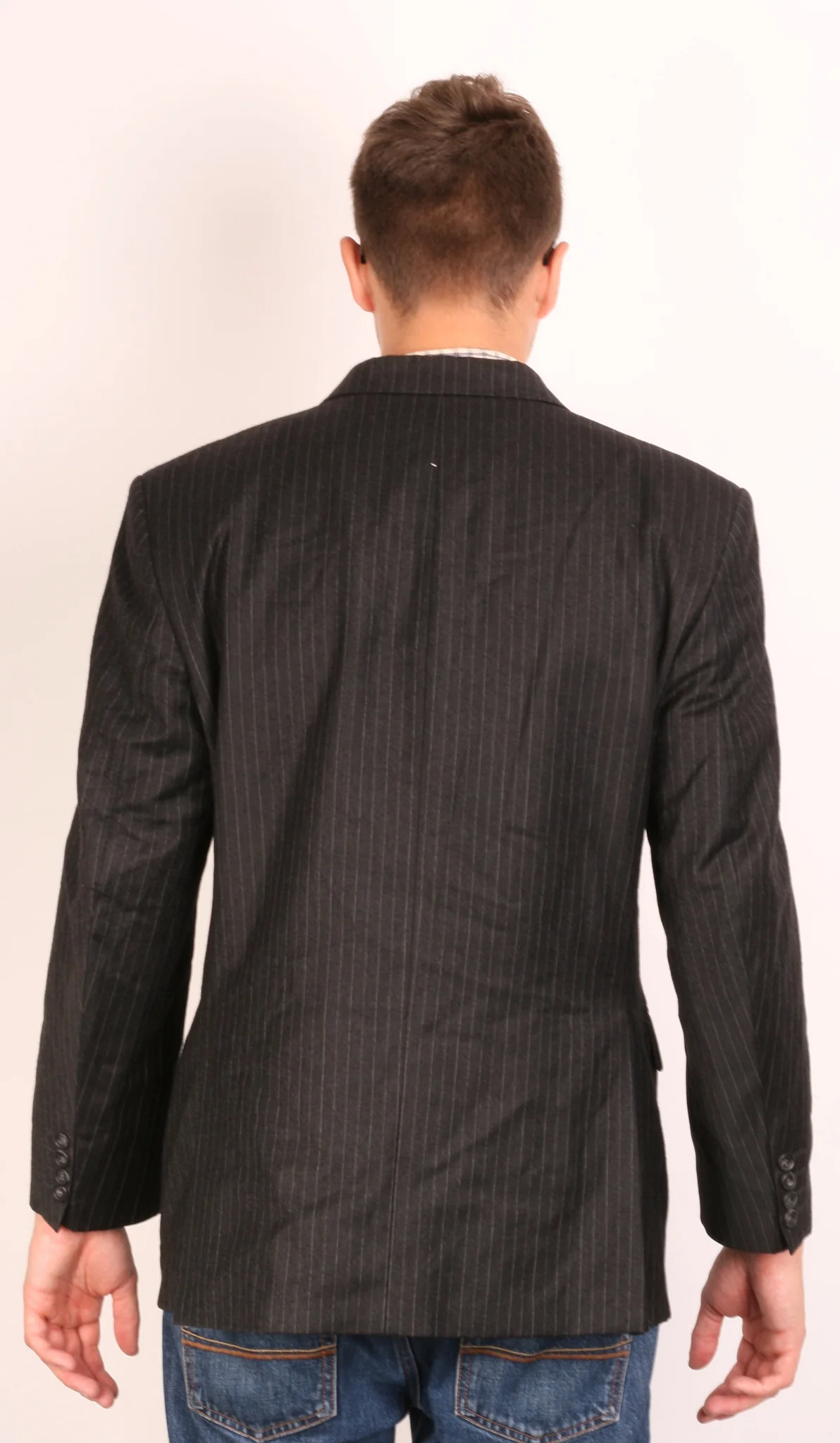 Daks Jermyn Street Mens 42 S Blazer Jacket Wool Striped Black - Image 5