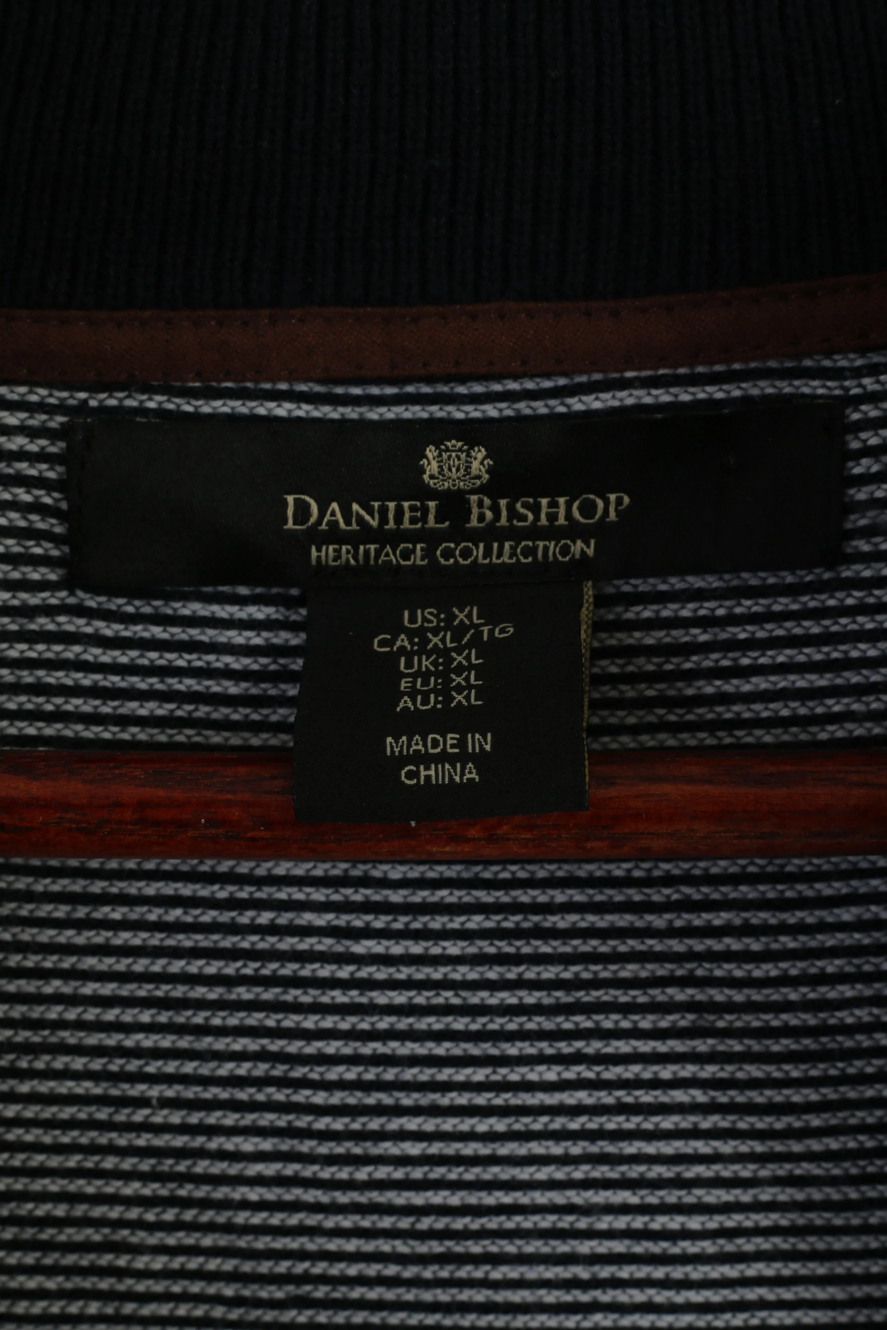 Daniel Bishop Men XL Sweater Navy Striped Heritage Collection Zip Up Cardigan - Image 5