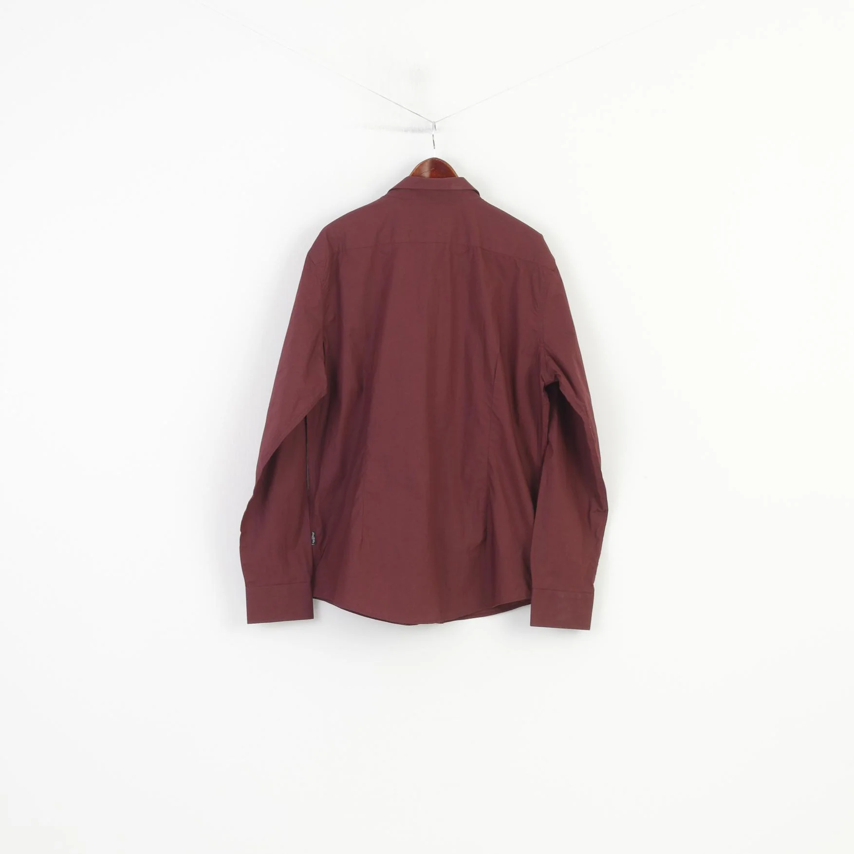 Daniel De Prato Men 3XL Casual Shirt Burgundy Italy Long Sleeve Classic Cotton Collar Bottoms Top - Image 6