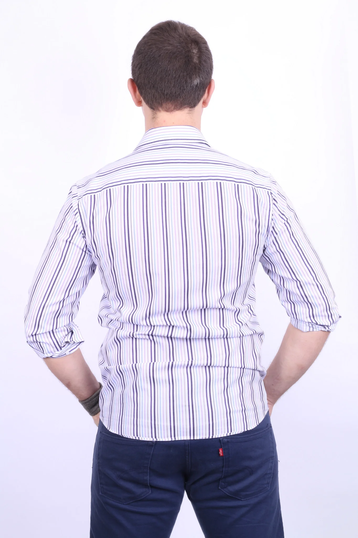Daniel Hechter Mens 15 S Casual Shirt Cotton White Striped - Image 6