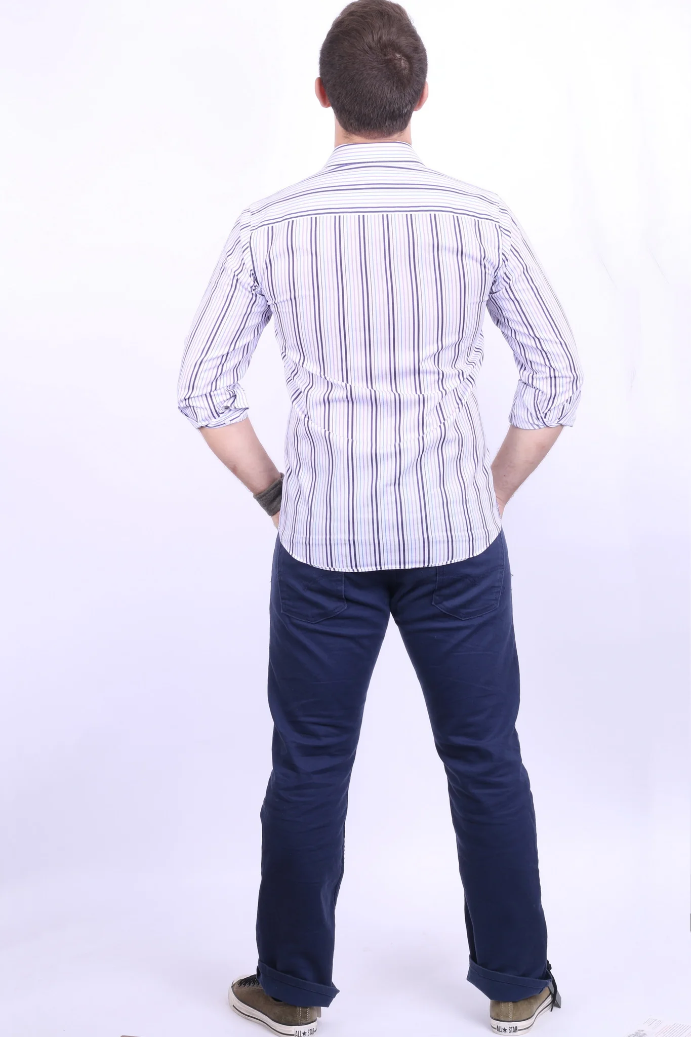 Daniel Hechter Mens 15 S Casual Shirt Cotton White Striped - Image 7