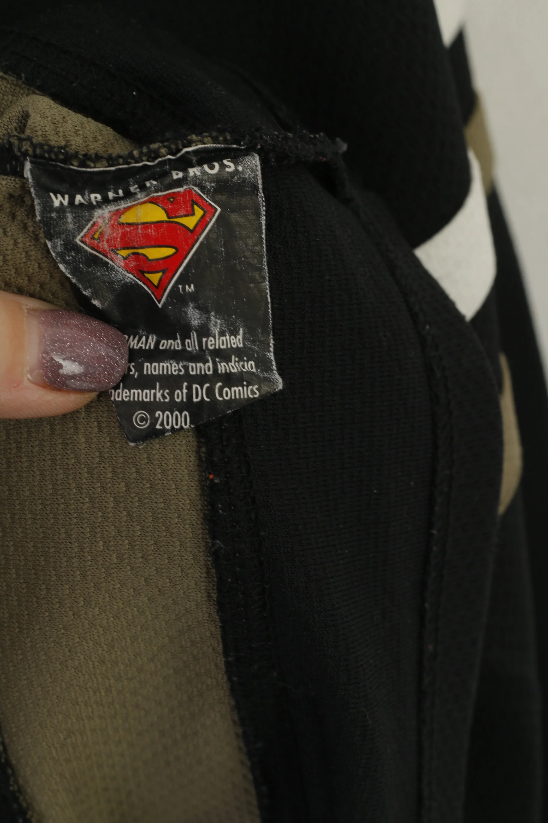 DC Comics Warner Bros Studio Store Men XL Shirt Black Superman Vintage Long Sleeve Top - Image 6
