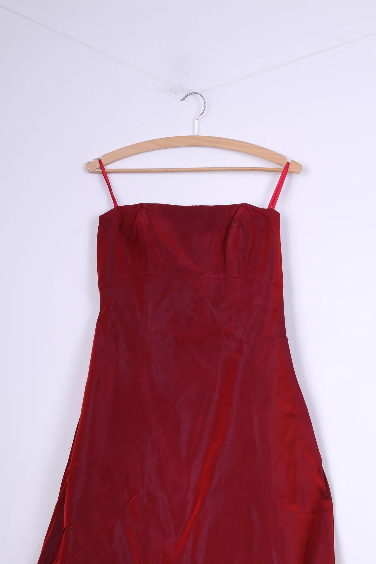 Debenhams Debut Womens 10 Dress Red Shiny Party Bandeau Netting Ball Gown - Image 2