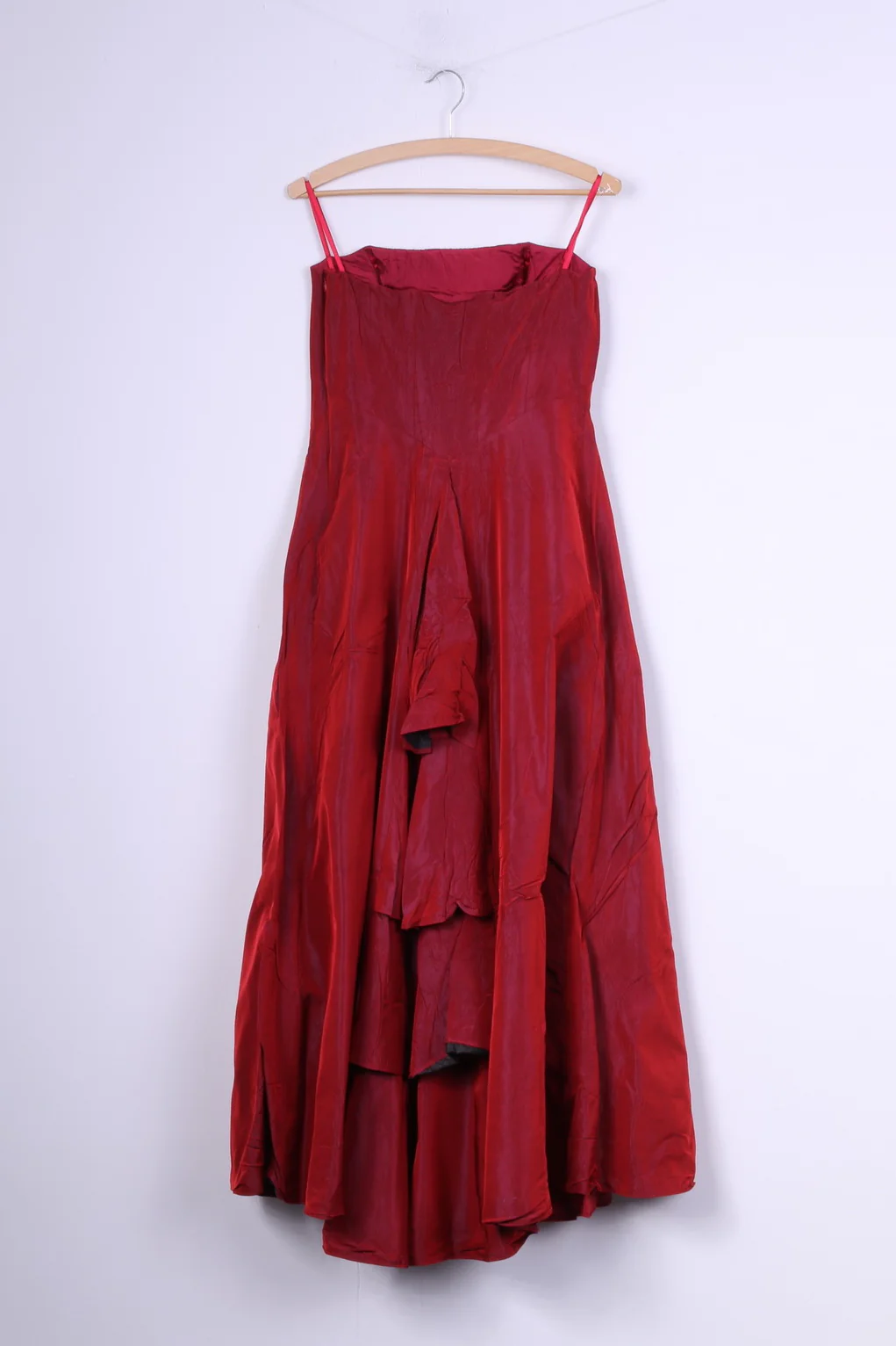 Debenhams Debut Womens 10 Dress Red Shiny Party Bandeau Netting Ball Gown - Image 5