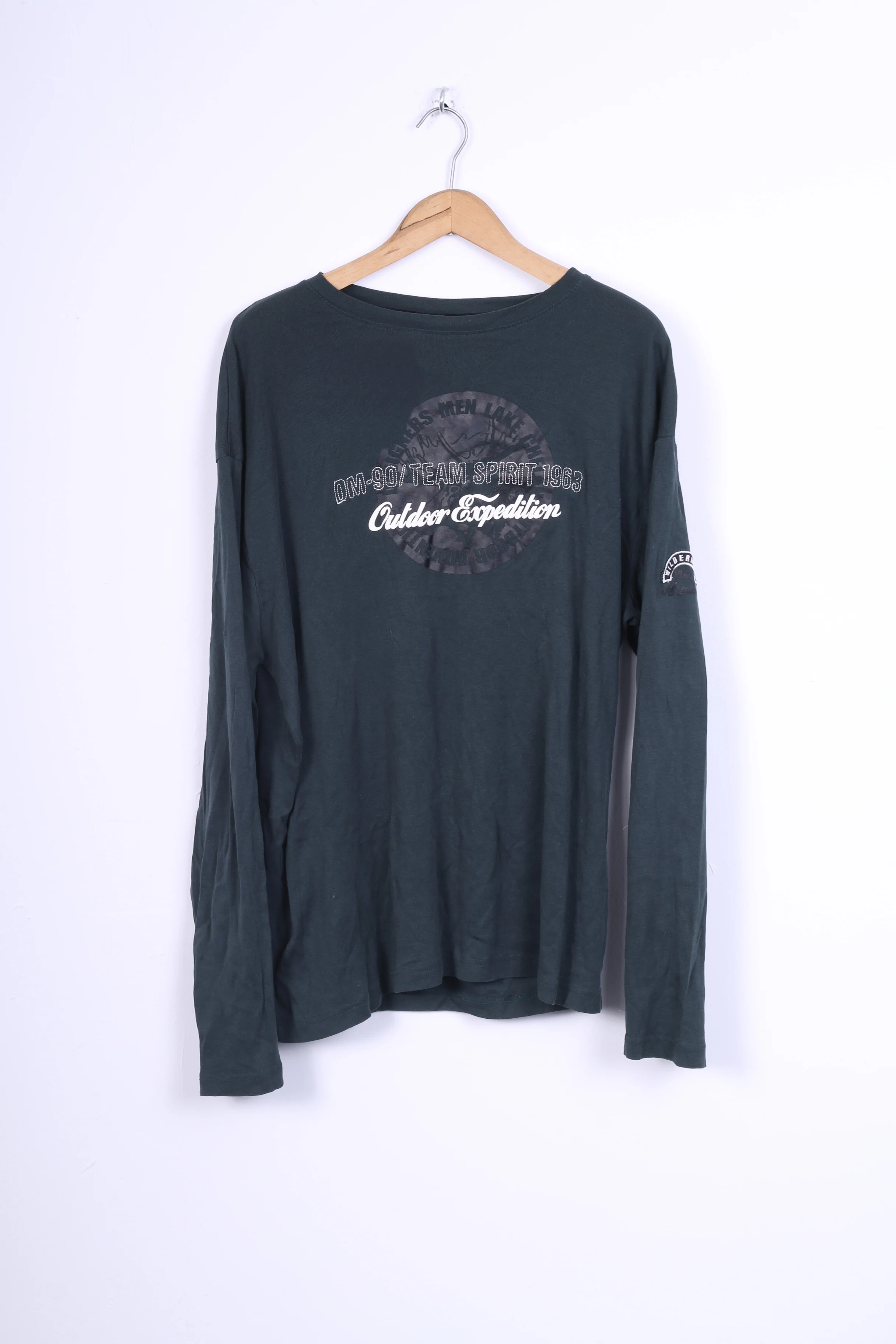 Designers Men Mens XXL T-Shirt Green Cotton Long Sleeve Crew Neck