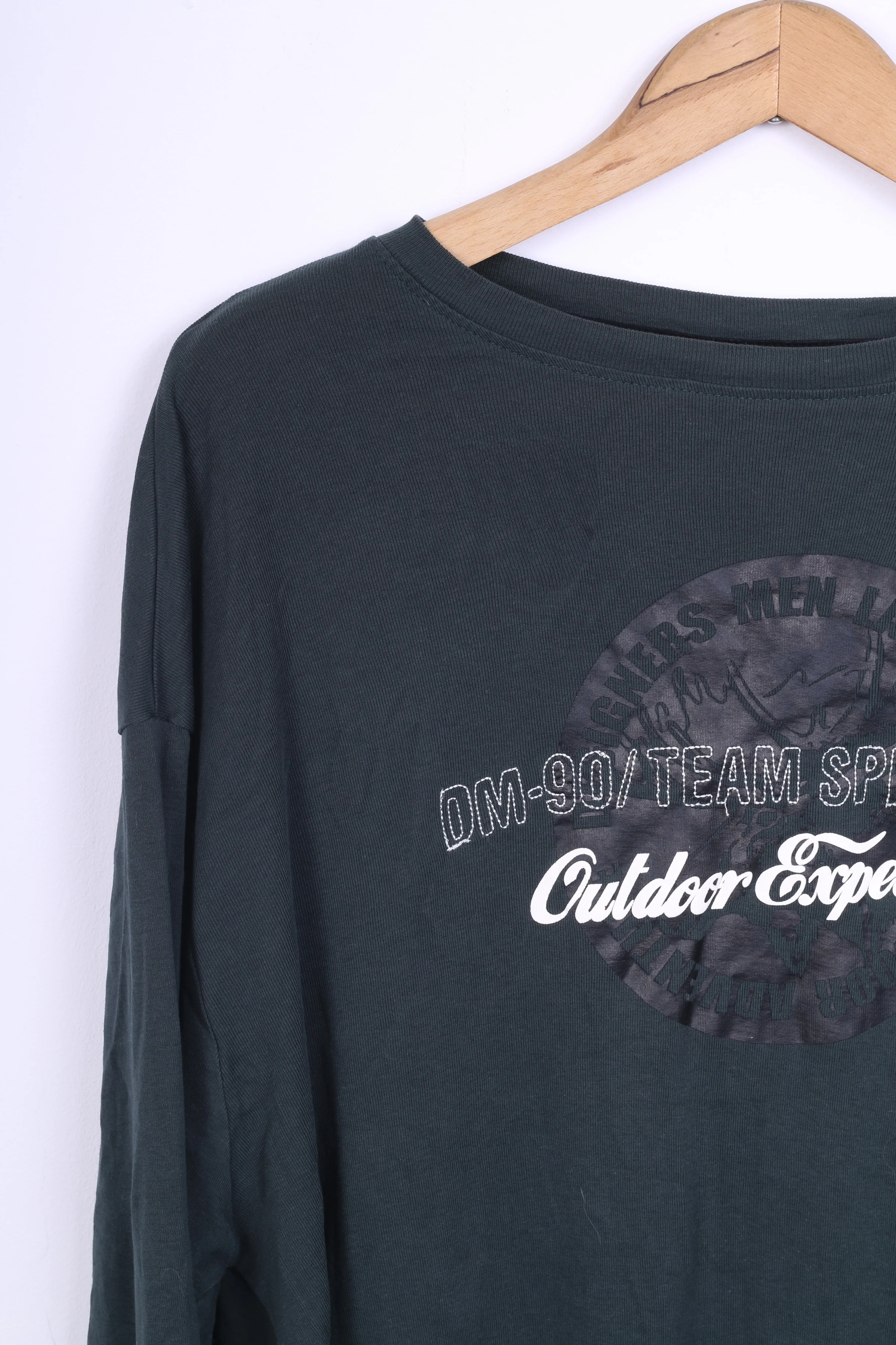 Designers Men Mens XXL T-Shirt Green Cotton Long Sleeve Crew Neck - Image 2