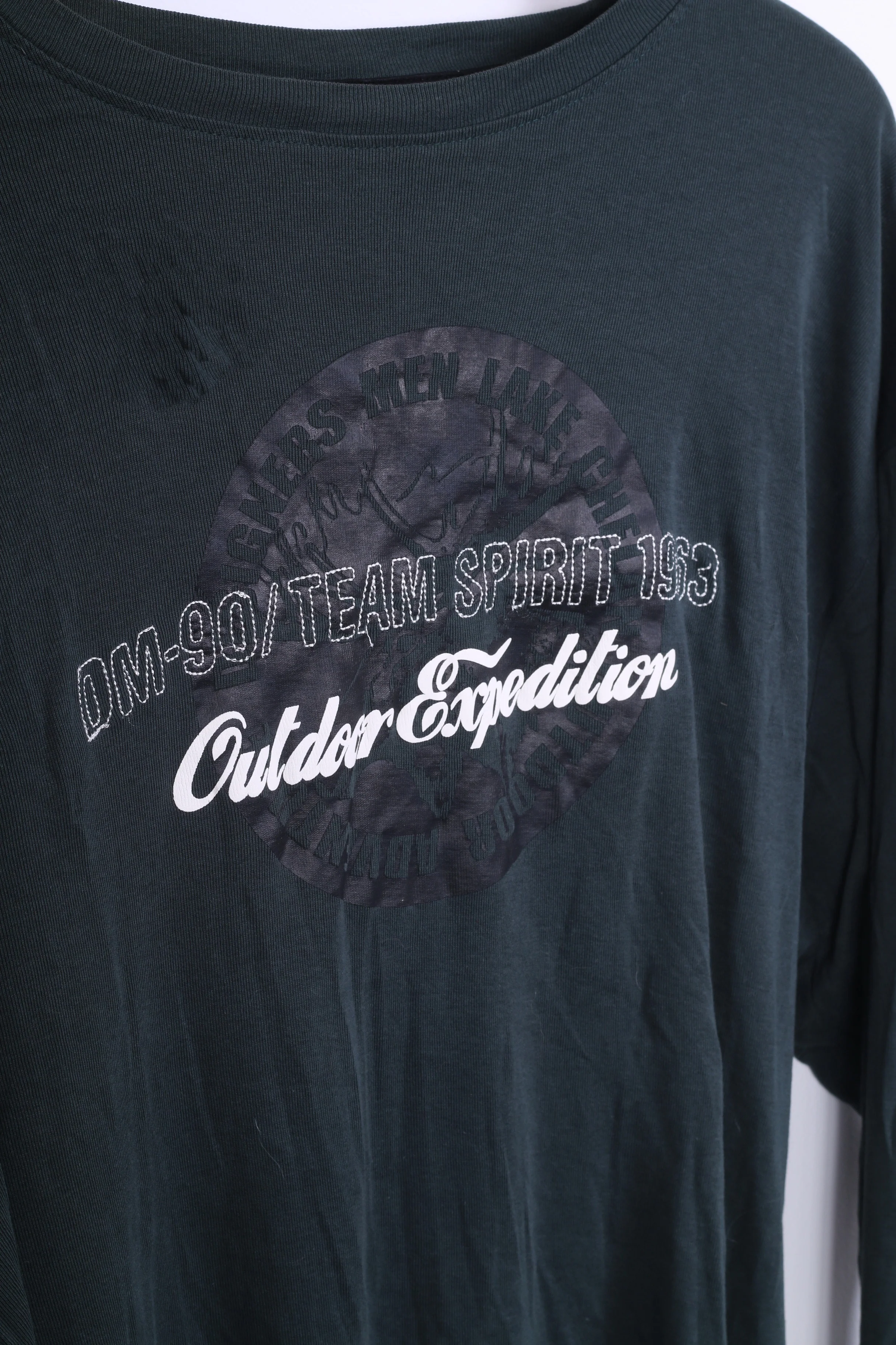 Designers Men Mens XXL T-Shirt Green Cotton Long Sleeve Crew Neck - Image 4