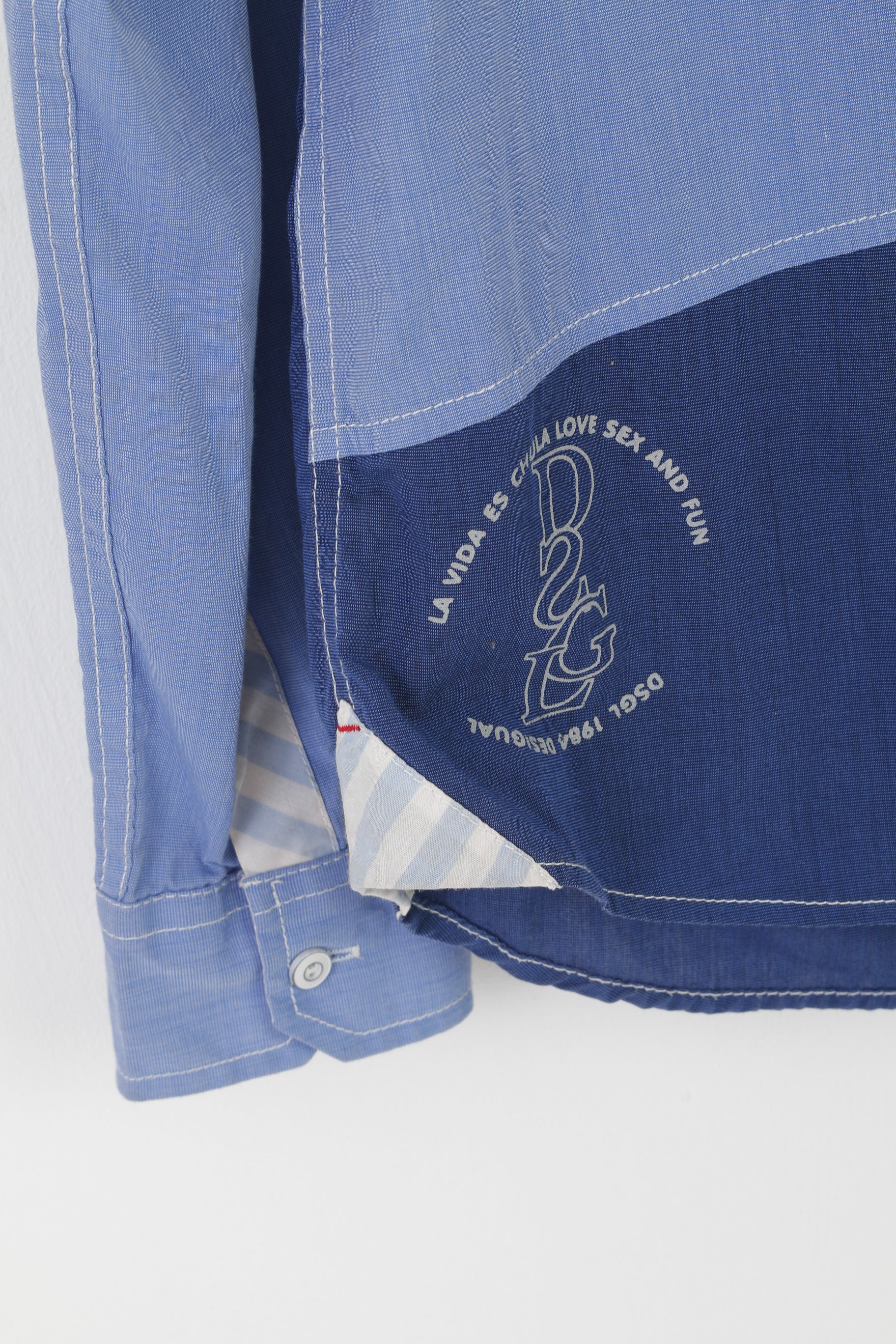 Desigual Men S Casual Shirt Blue Cotton Slim Fit Oceanic Skyline La Vida Es Chula Top - Image 3