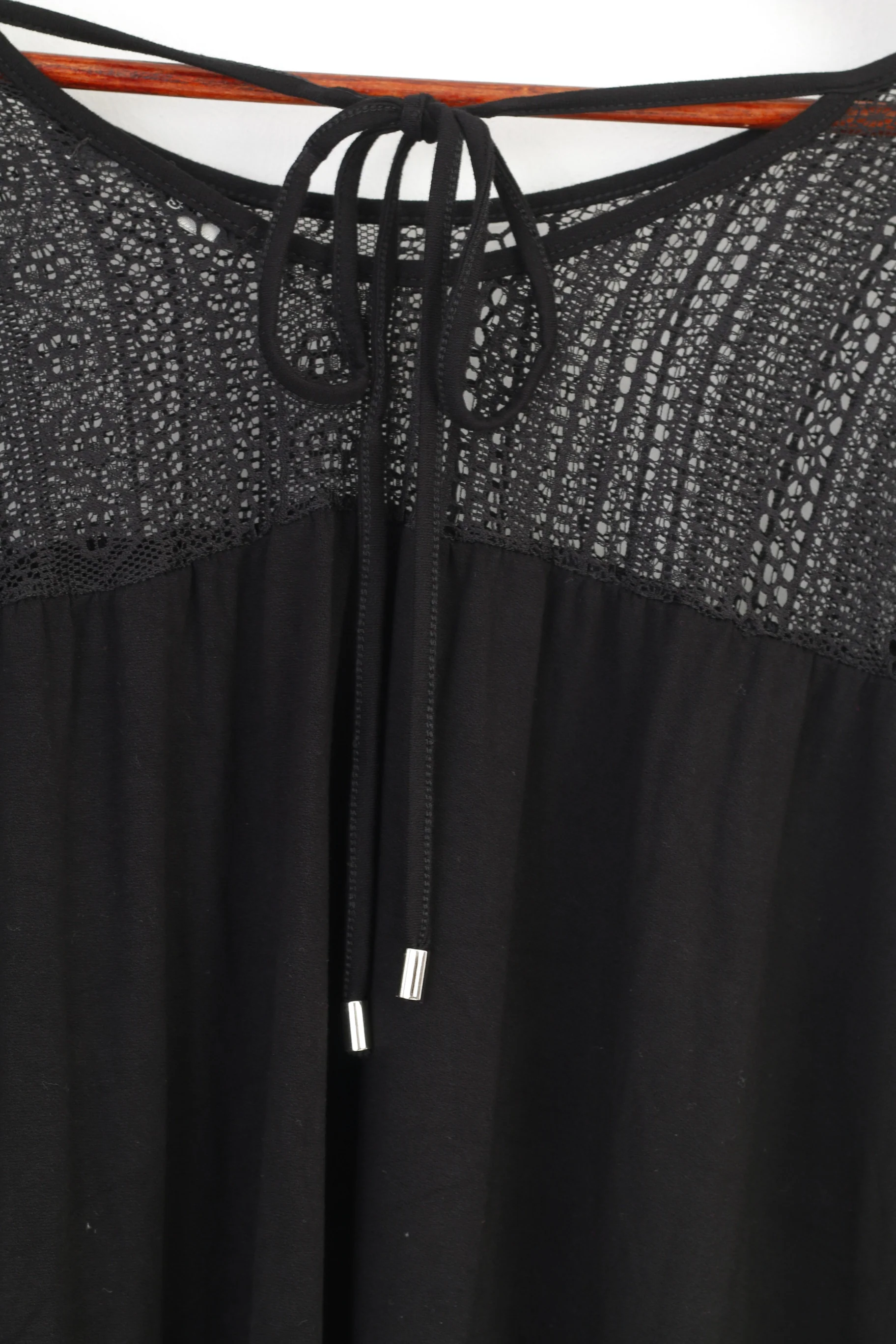 Desigual Woman L Shirt Black Long Sleeve Lace Boho Wide Sleeves Top - Image 6