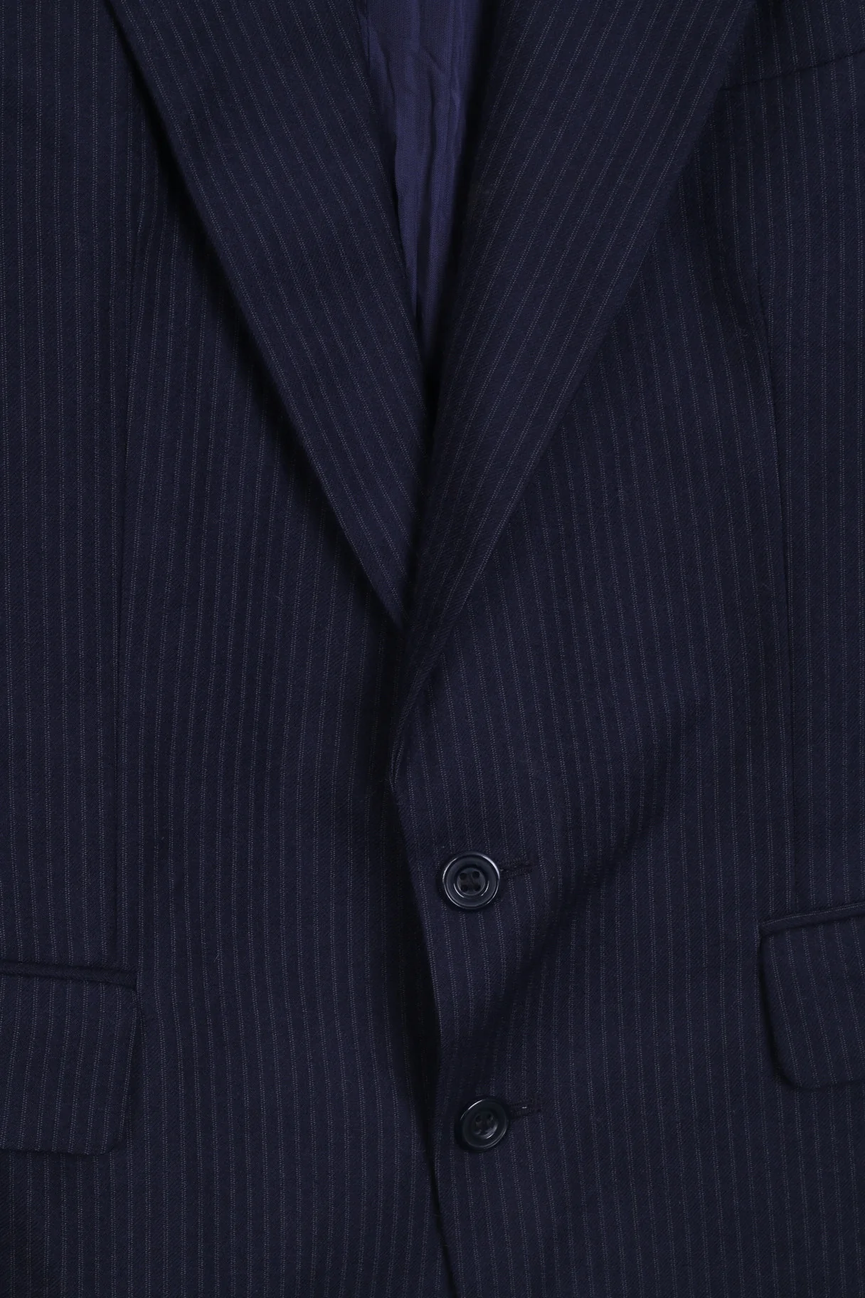 Devereaux Mens 44 XL Blazer Jacket Navy Striped Single Breasted Wool - Image 3