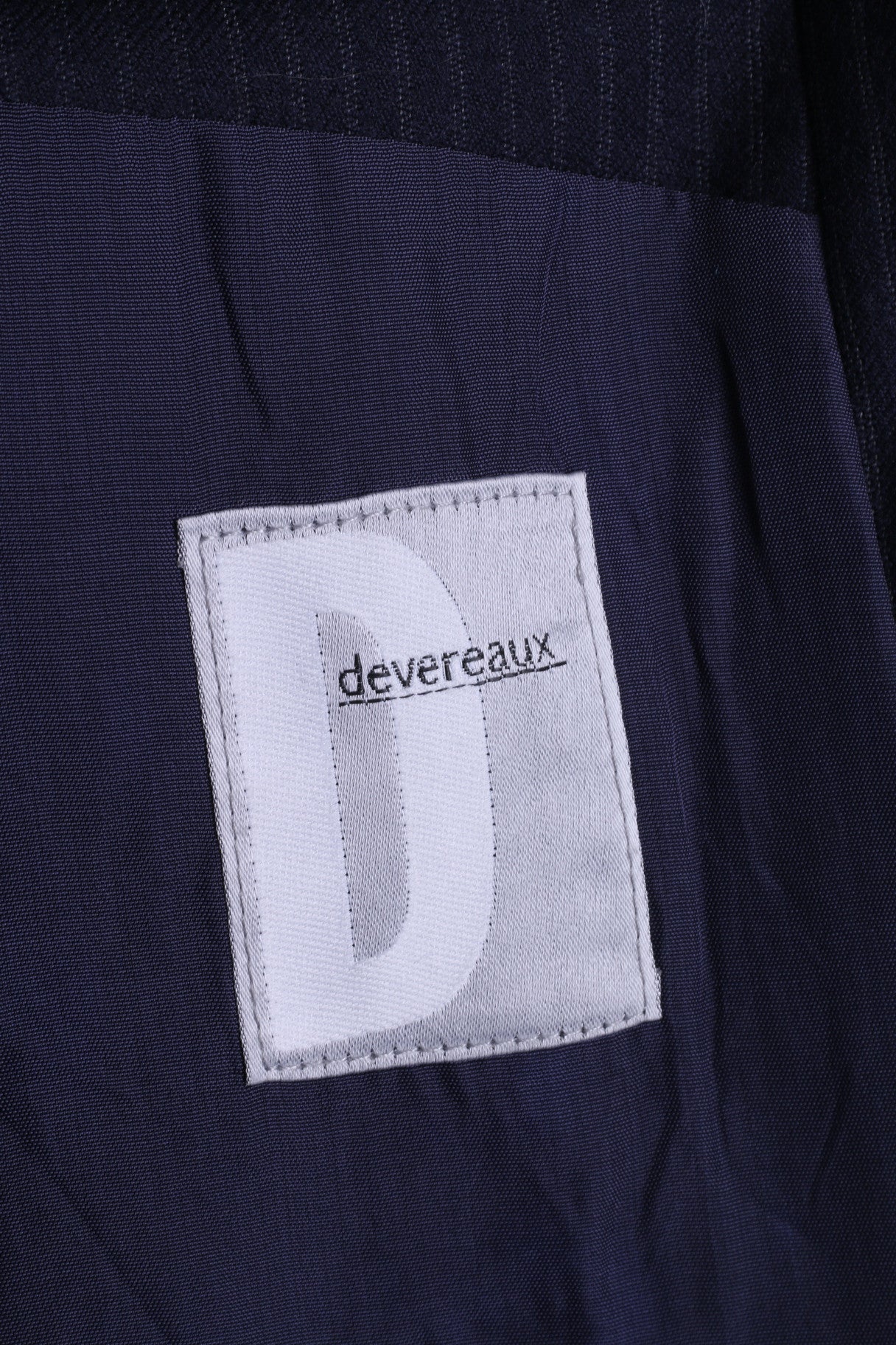Devereaux Mens 44 XL Blazer Jacket Navy Striped Single Breasted Wool - Image 4
