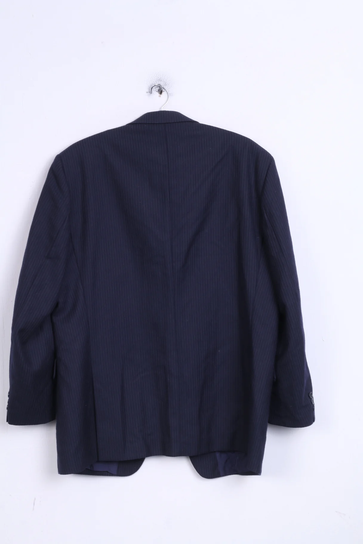 Devereaux Mens 44 XL Blazer Jacket Navy Striped Single Breasted Wool - Image 7