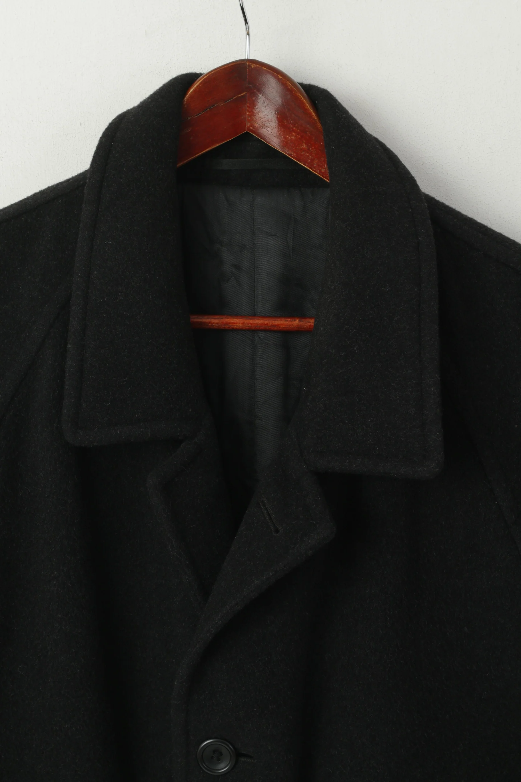 Di Caprio Men 48 XL Coat Black Wool Cashmere Blend Single Breasted Vintage Top - Image 3