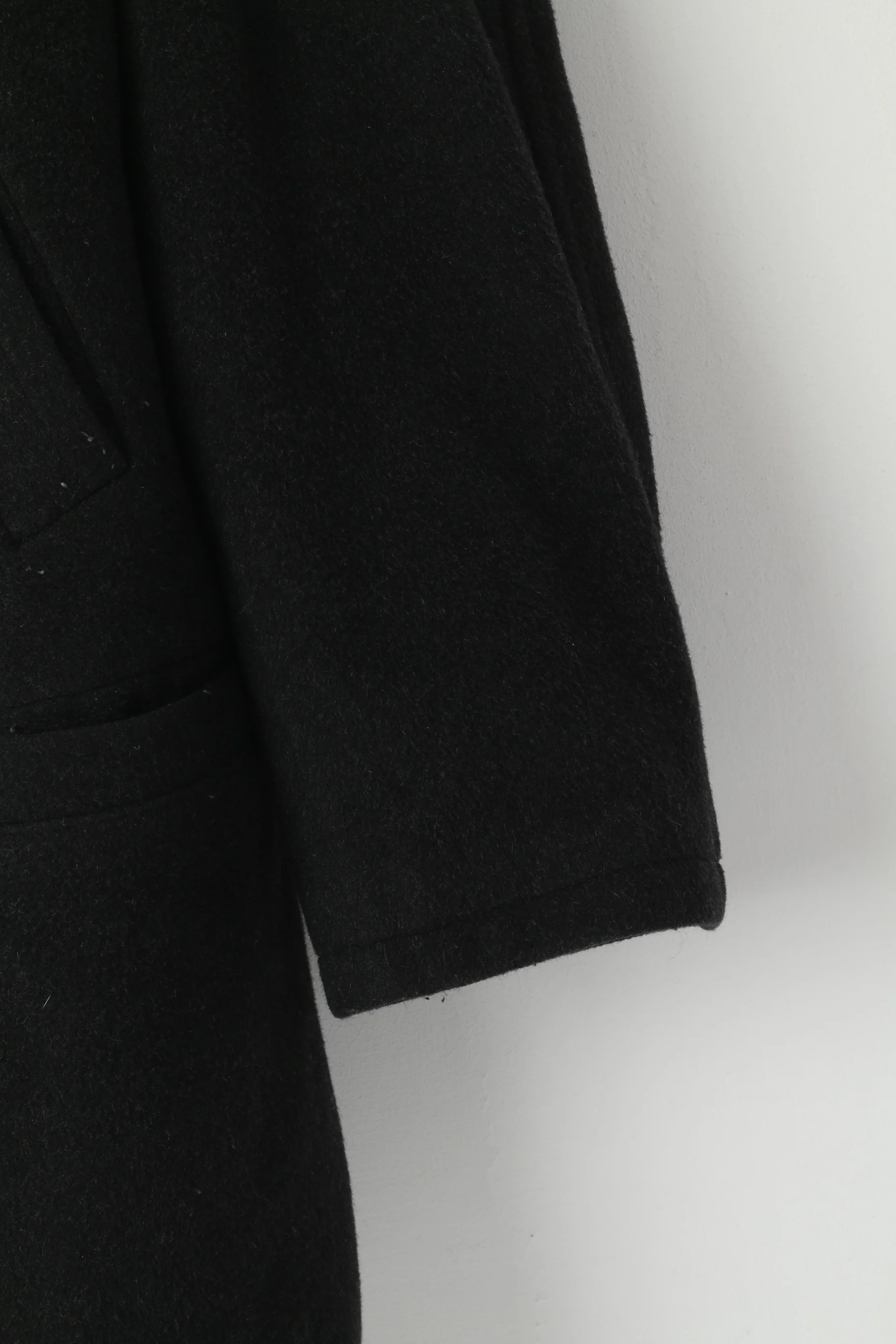 Di Caprio Men 48 XL Coat Black Wool Cashmere Blend Single Breasted Vintage Top - Image 4