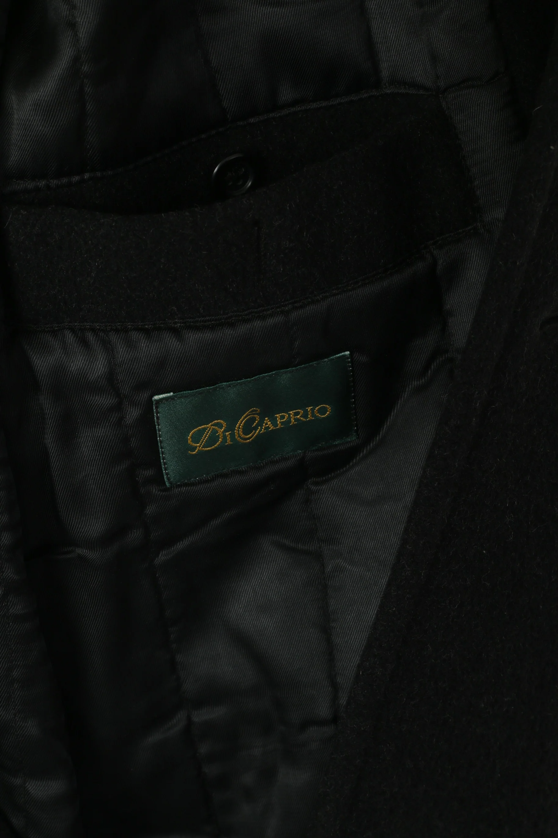 Di Caprio Men 48 XL Coat Black Wool Cashmere Blend Single Breasted Vintage Top - Image 5