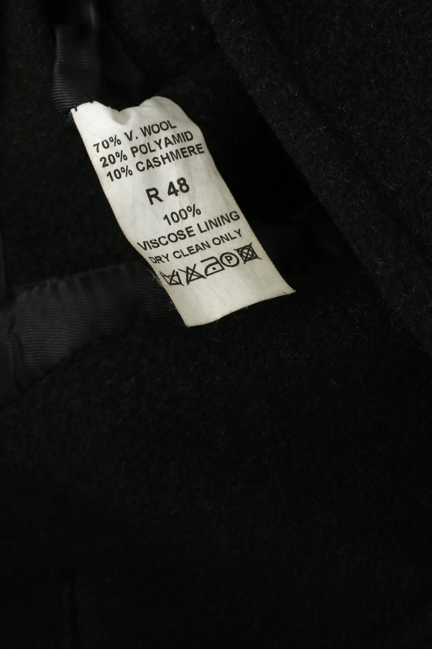 Di Caprio Men 48 XL Coat Black Wool Cashmere Blend Single Breasted Vintage Top - Image 6