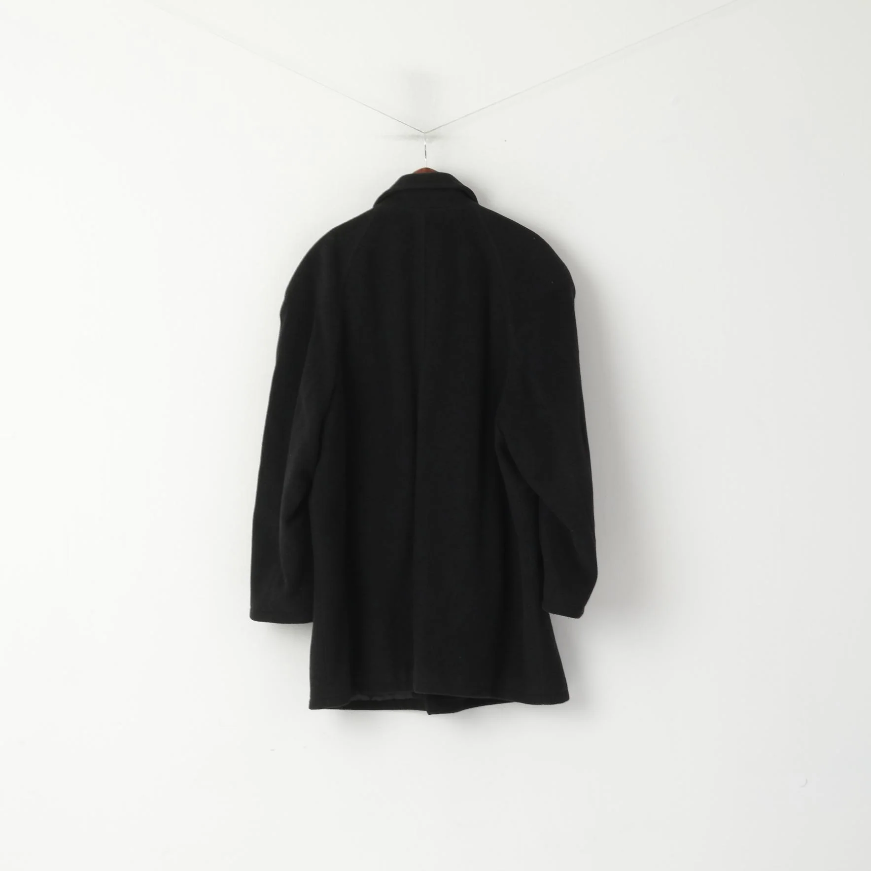 Di Caprio Men 48 XL Coat Black Wool Cashmere Blend Single Breasted Vintage Top - Image 8