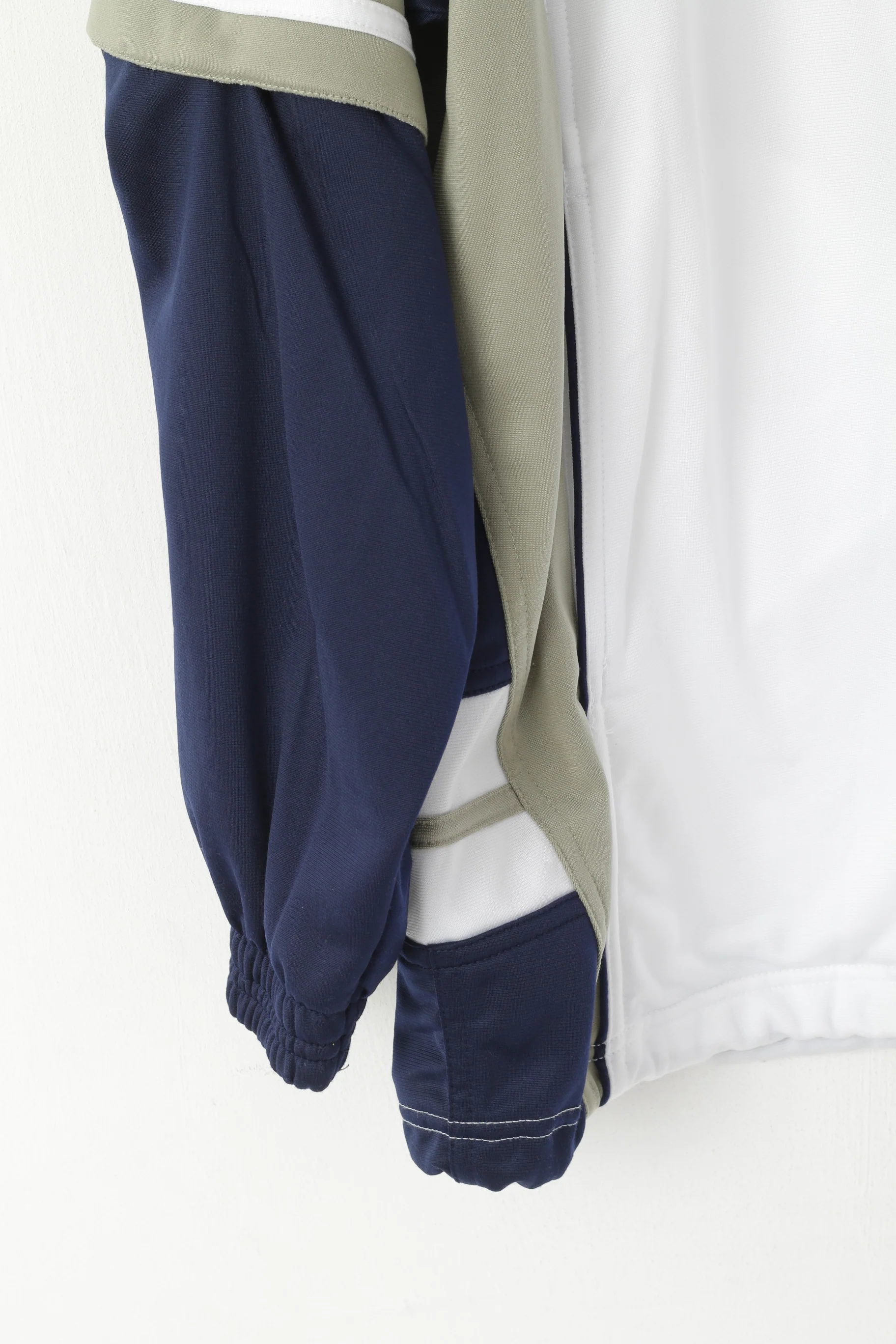 Diadora Davis Cup Men 40 50 L Sweatshirt White Vintage Tennis Snap Sleeve Track Top - Image 4
