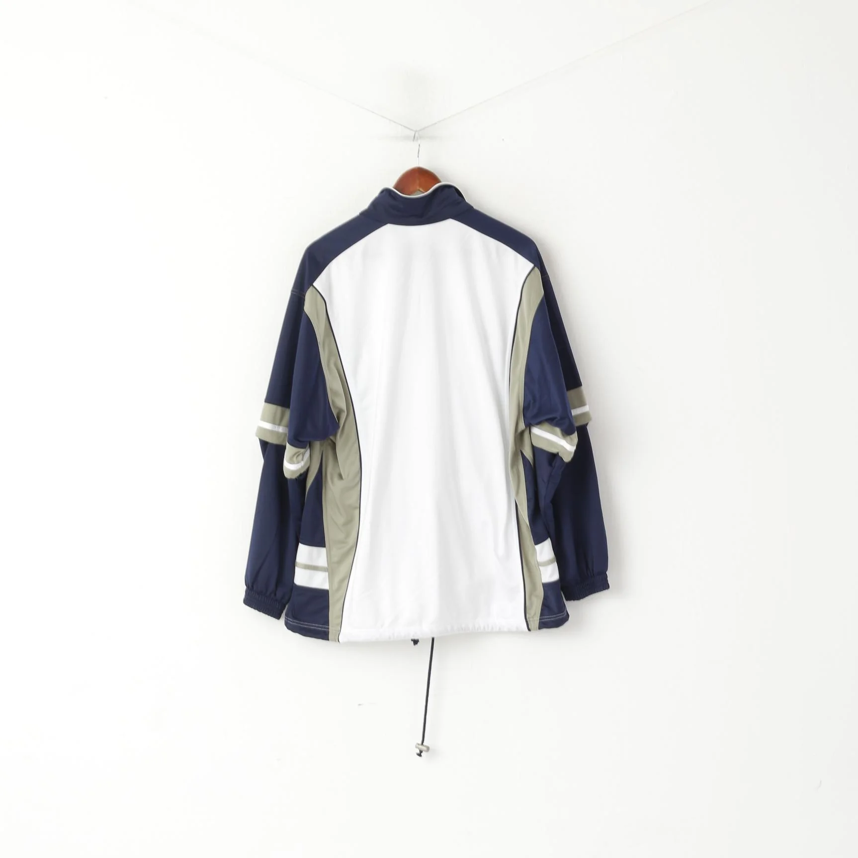 Diadora Davis Cup Men 40 50 L Sweatshirt White Vintage Tennis Snap Sleeve Track Top - Image 8