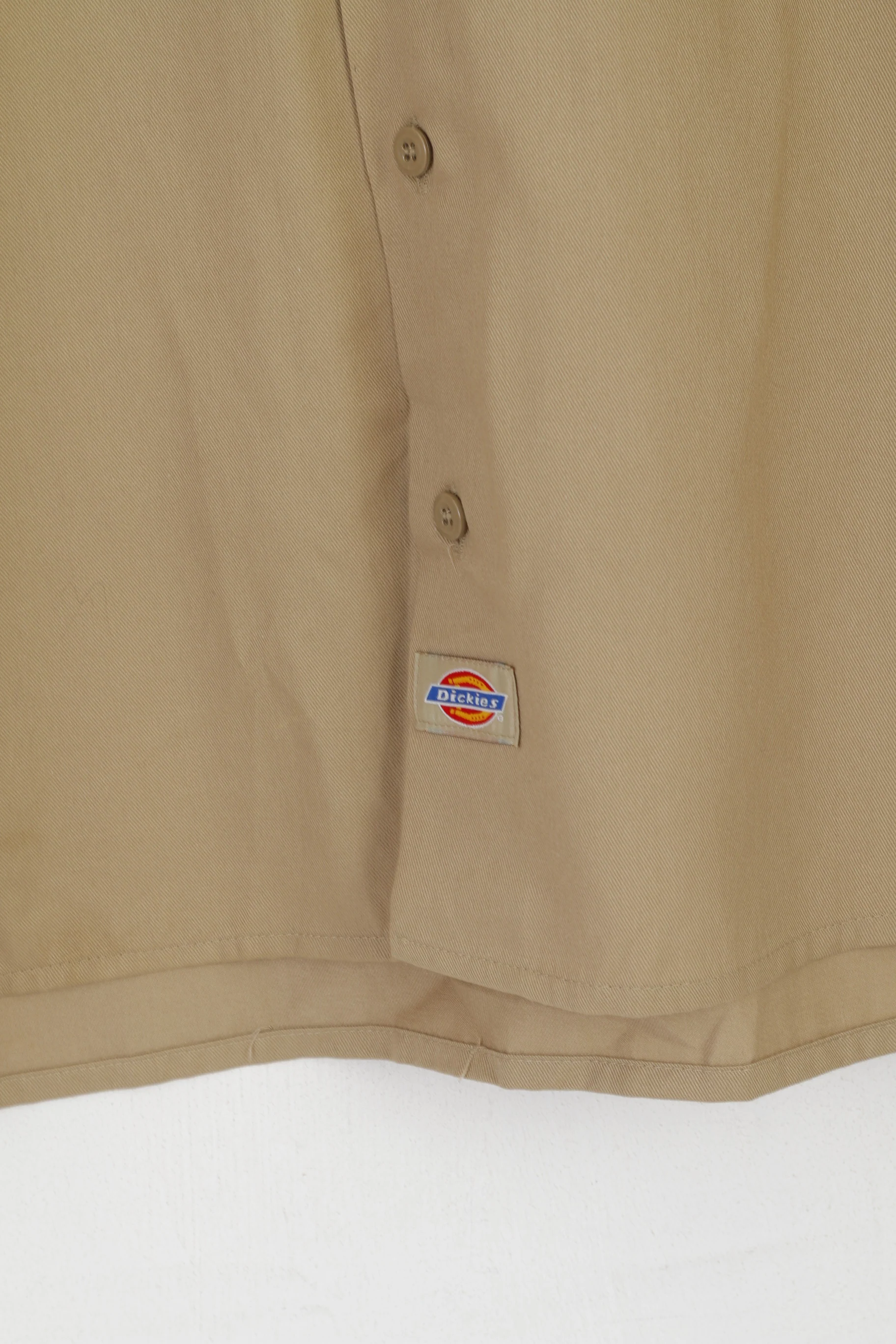 Dickies Men 34/35 M Casual Shirt Brown Cotton Workwear American Long Sleeve Top - Image 4