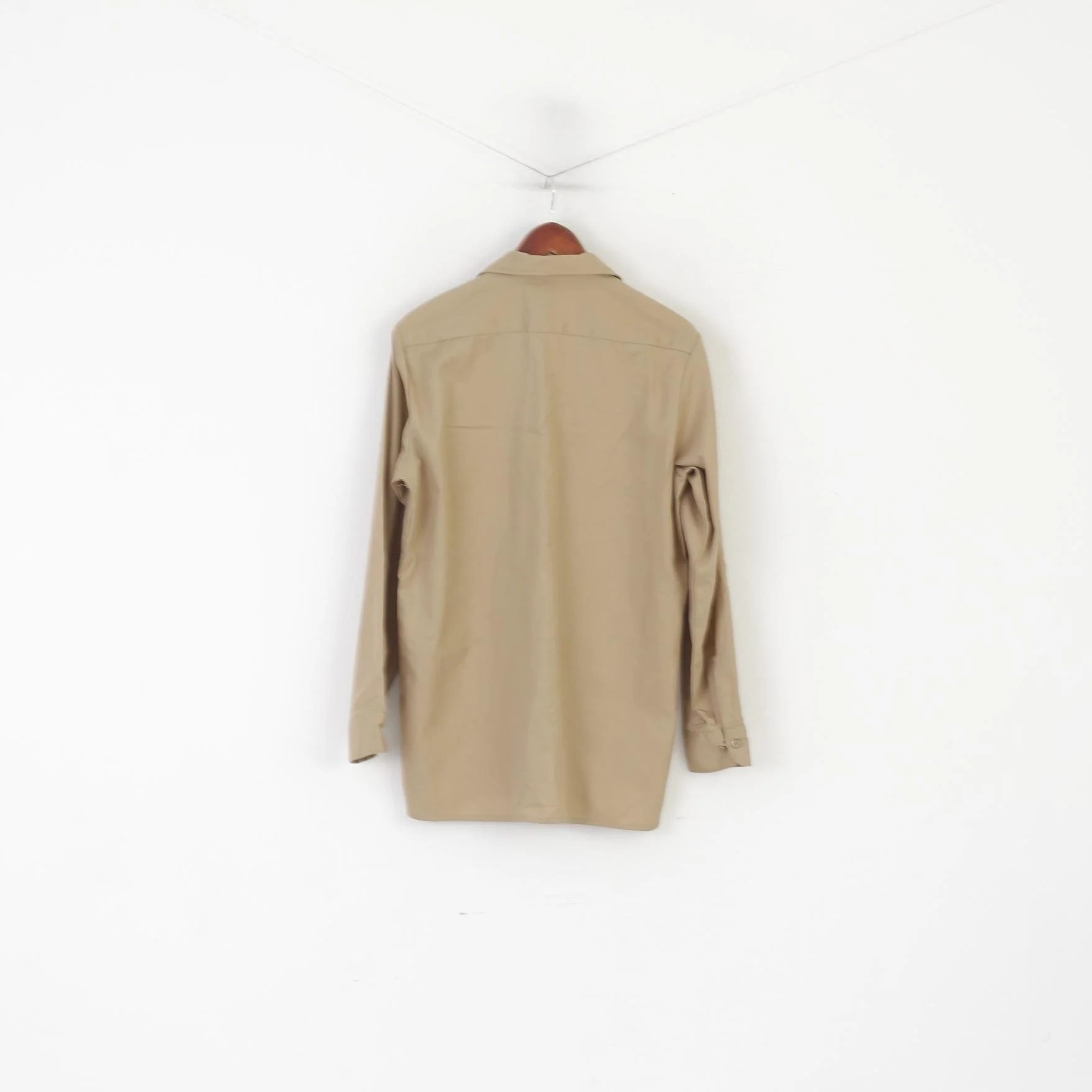 Dickies Men 34/35 M Casual Shirt Brown Cotton Workwear American Long Sleeve Top - Image 8