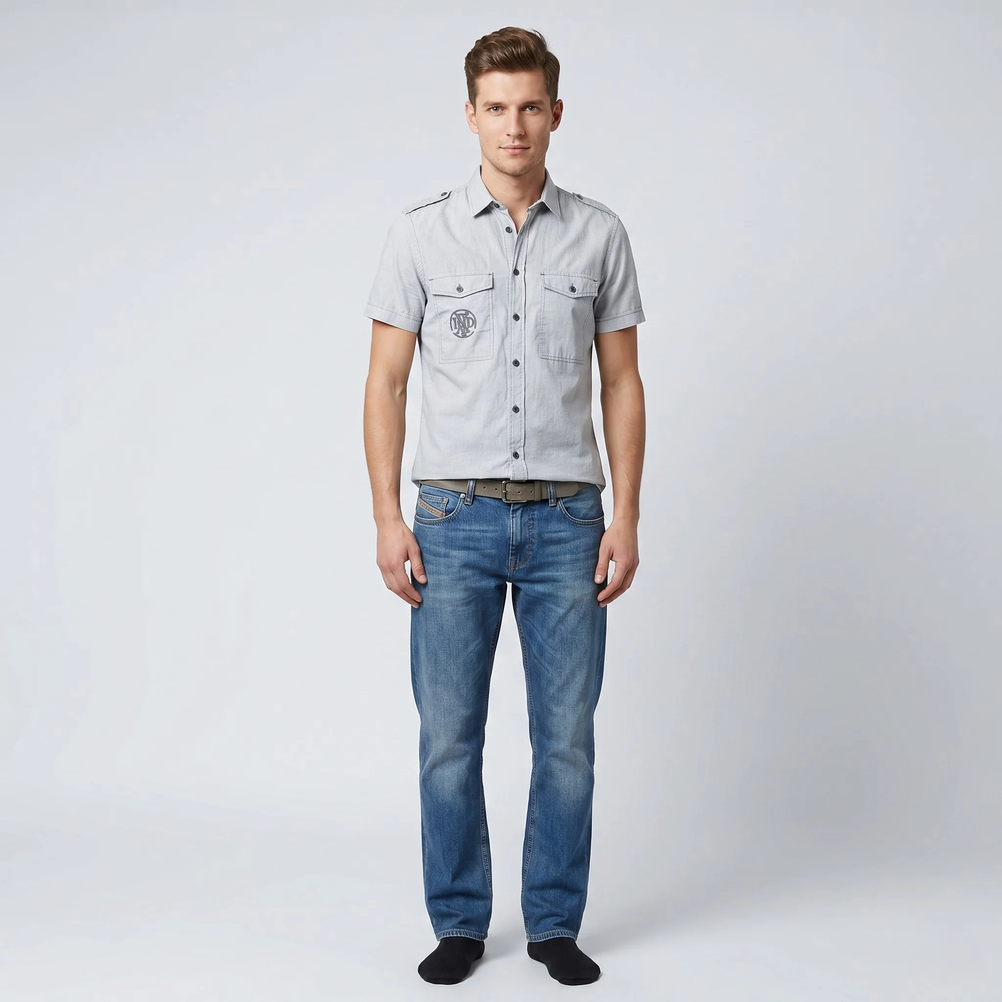 Diesel Men M Casual Shirt White Black Checkered Bottoms Short Sleeve Cotton Top