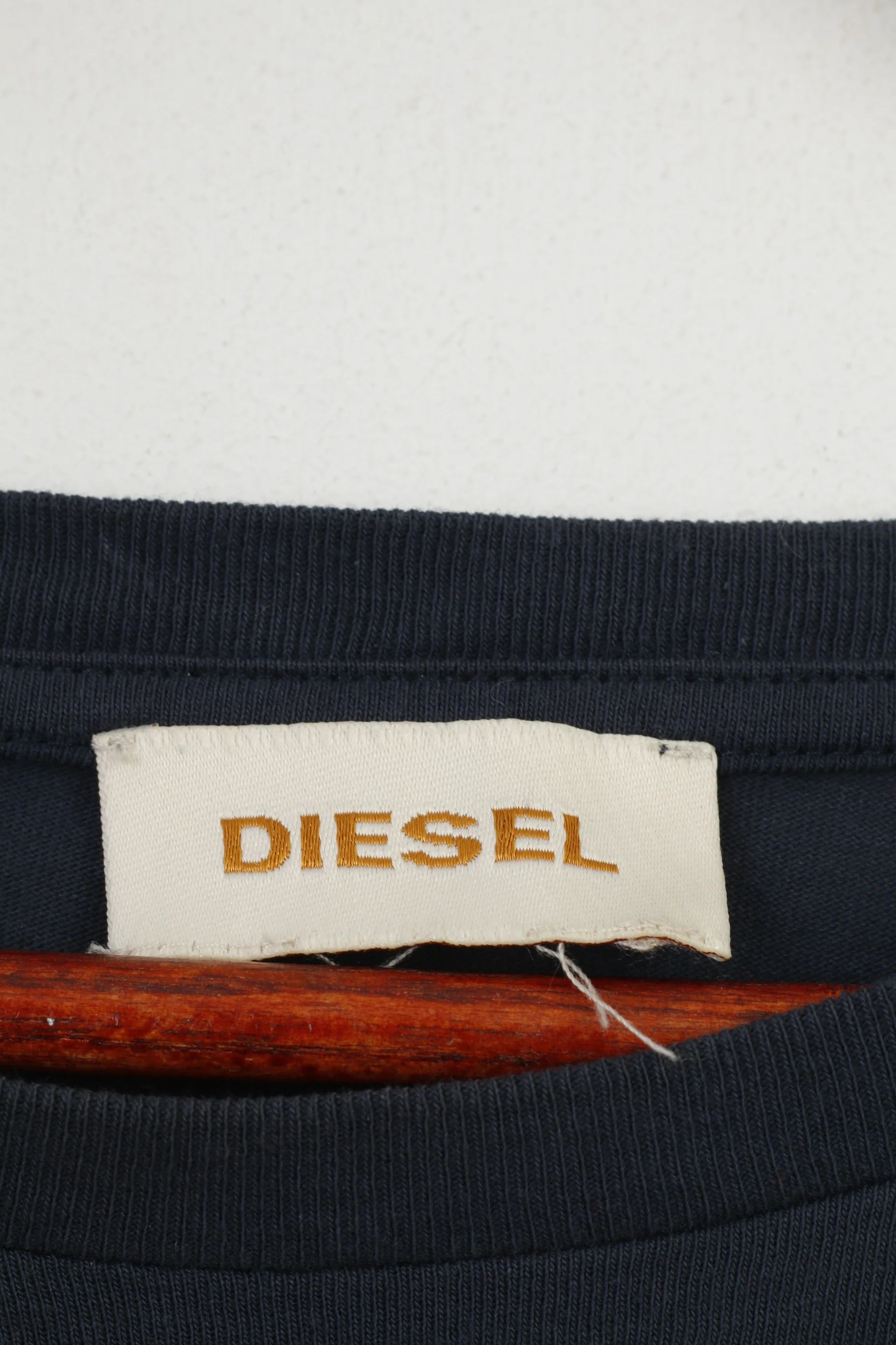 Diesel Men M T-Shirt Navy Cotton Crew Neck Stretch Vintage Logo Short Sleeve Top - Image 5