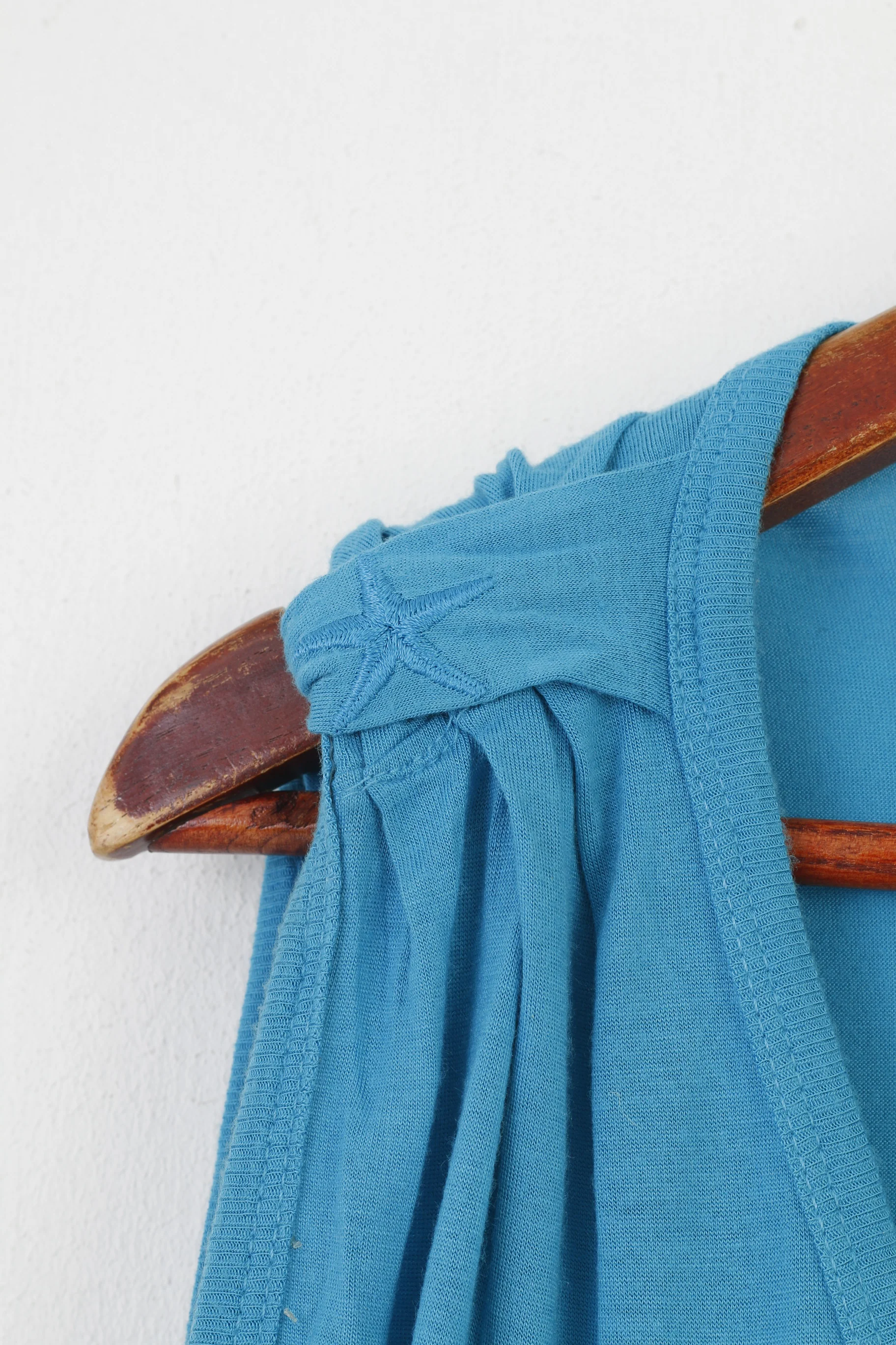 Diesel Woman M Shirt Sleeveless Blue Modal Stretch V Neck Top - Image 3