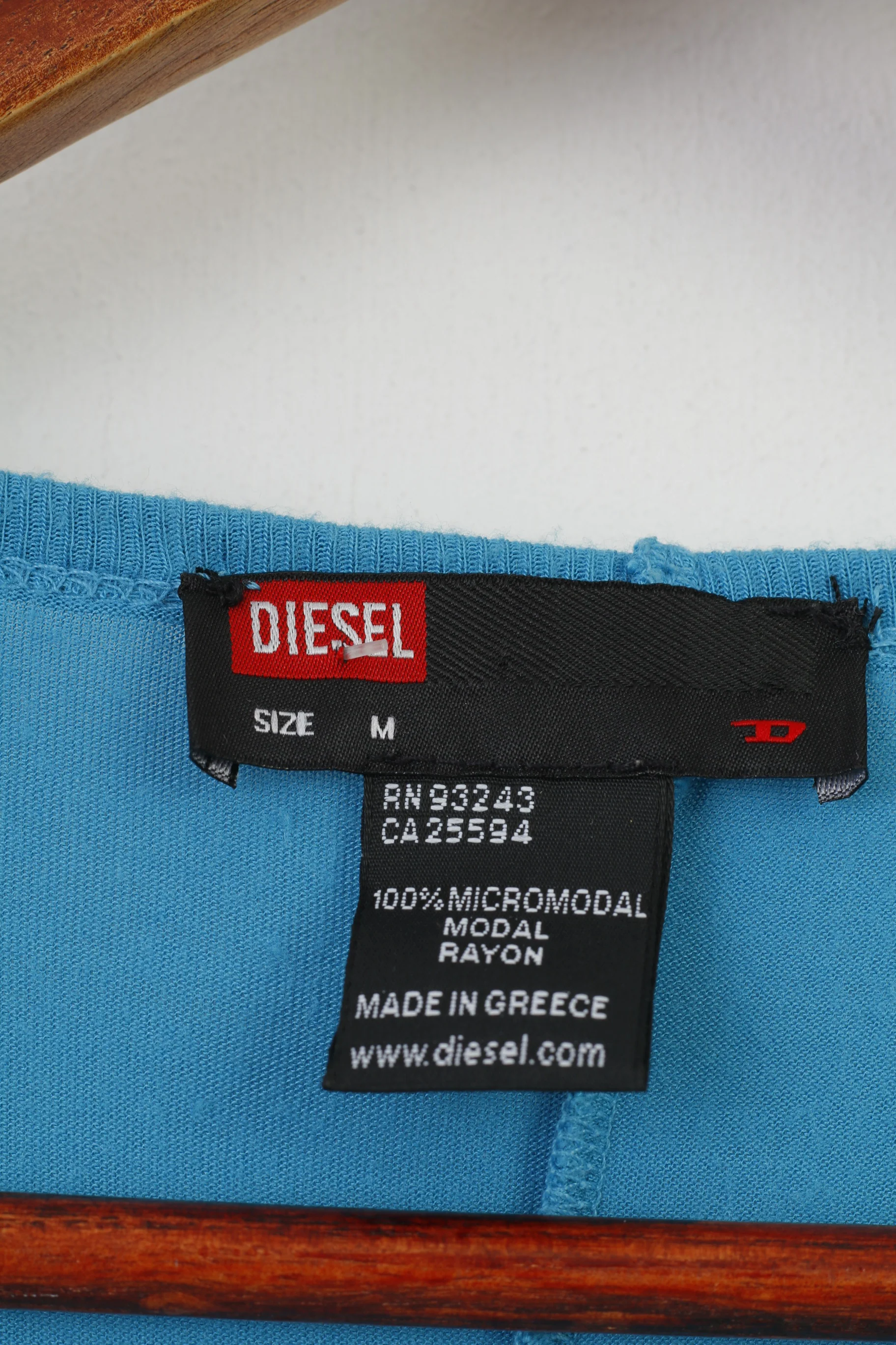 Diesel Woman M Shirt Sleeveless Blue Modal Stretch V Neck Top - Image 5