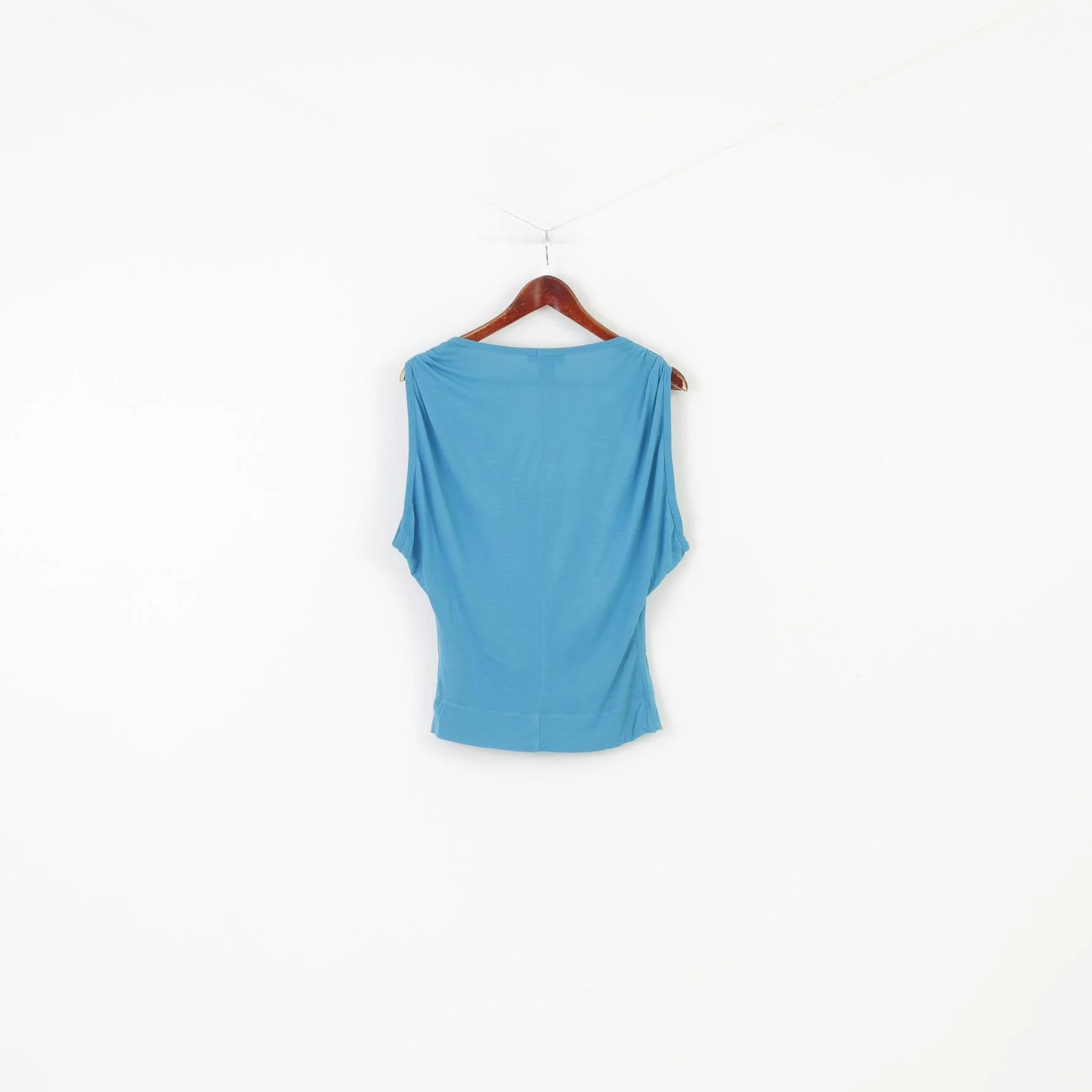 Diesel Woman M Shirt Sleeveless Blue Modal Stretch V Neck Top - Image 6