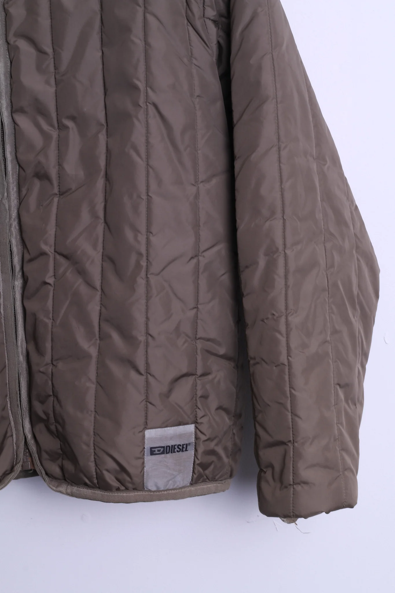 Diesel Womens M Nylon Jacket Khaki Quilted Top - Image 2
