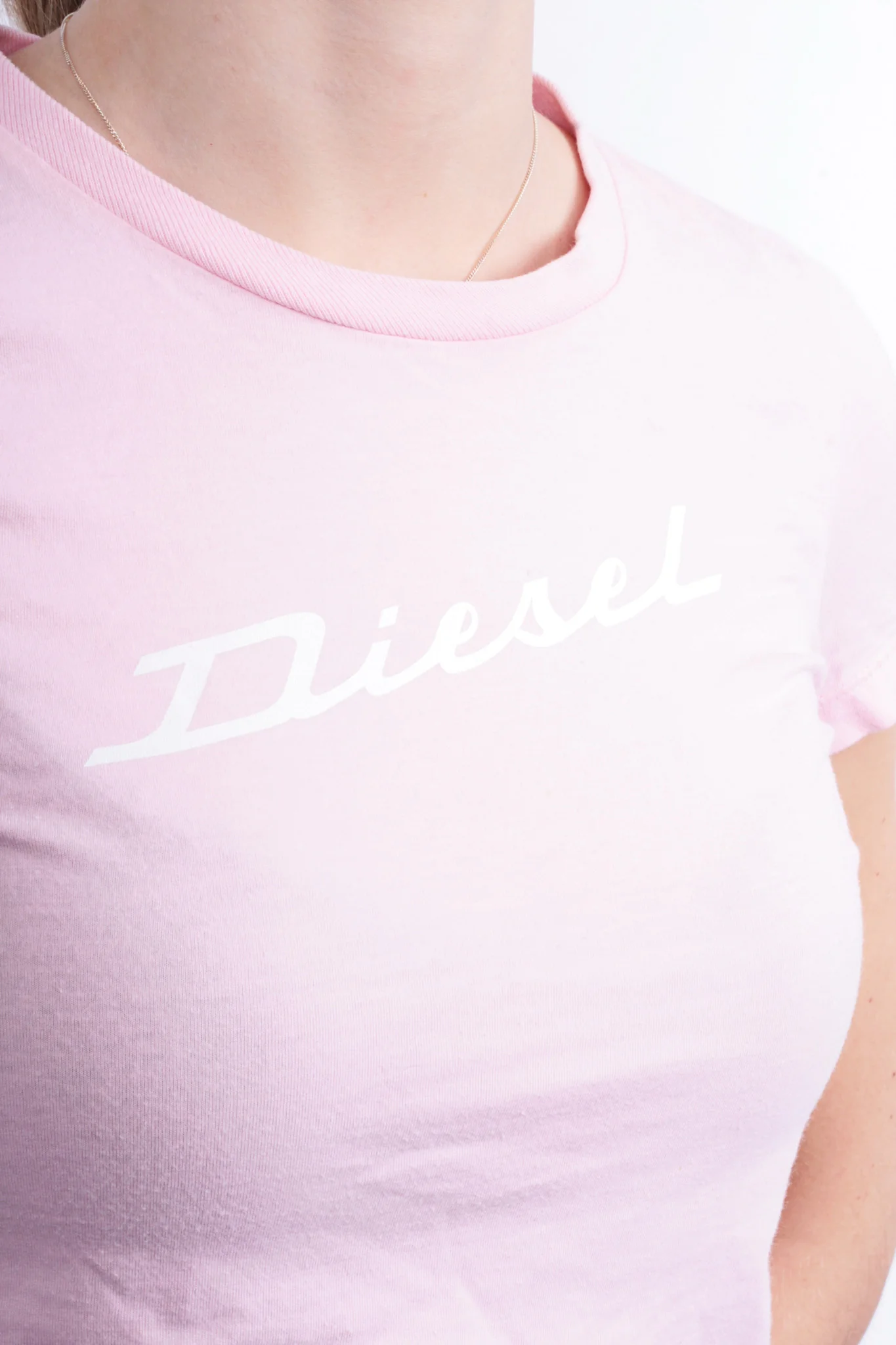 Diesel Womens S T-Shirt Pink Crew Neck Cotton Summer - Image 3