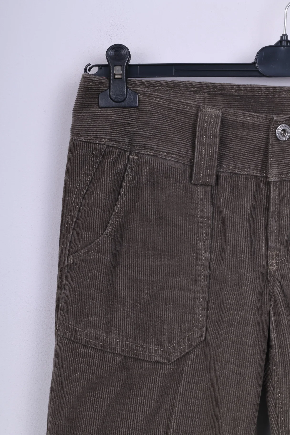 Diesel Womens W27 Trousers Cotton Corduroy Khaki - Image 2