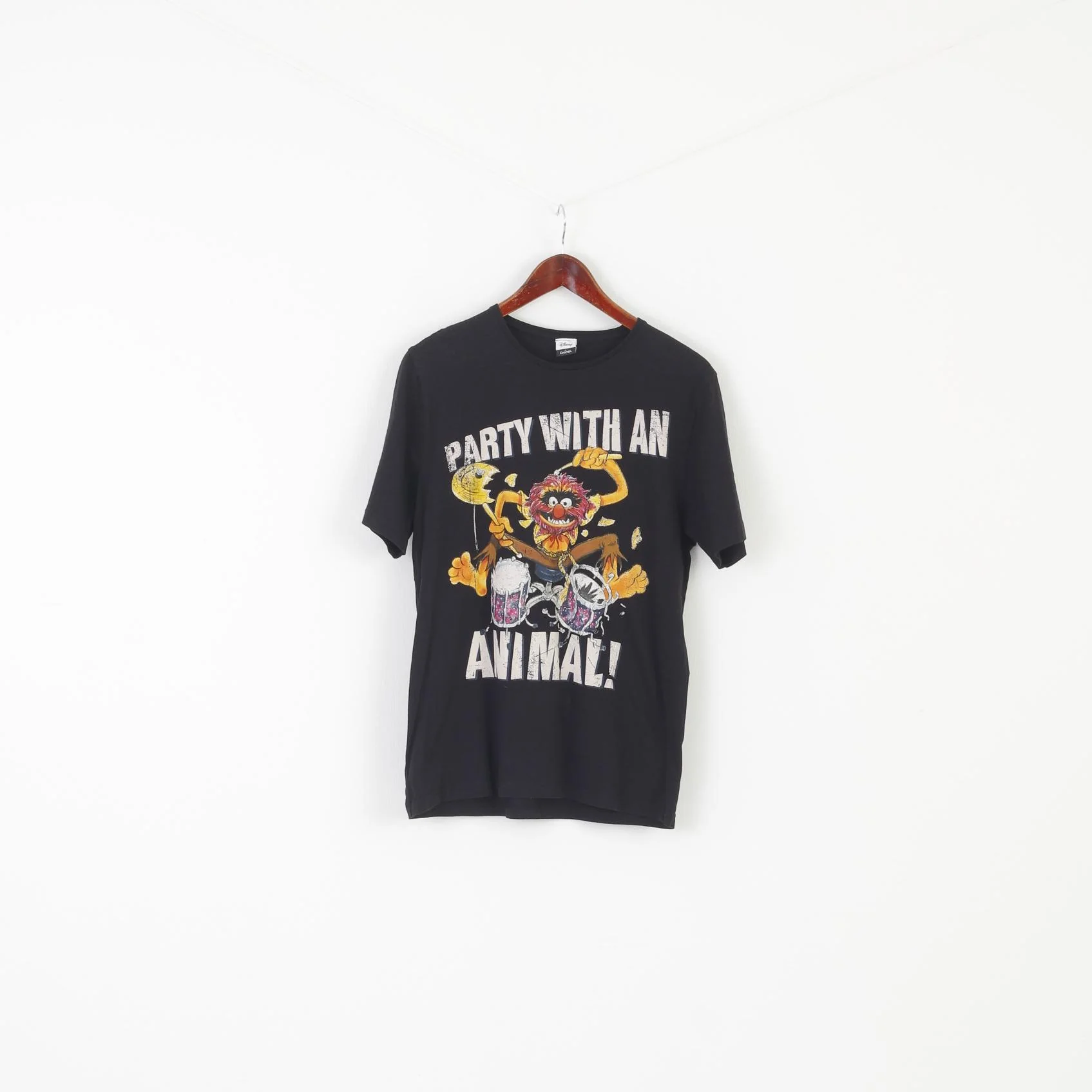 Disney at George Men S Shirt Black Cotton Graphic Party with an Animal Top