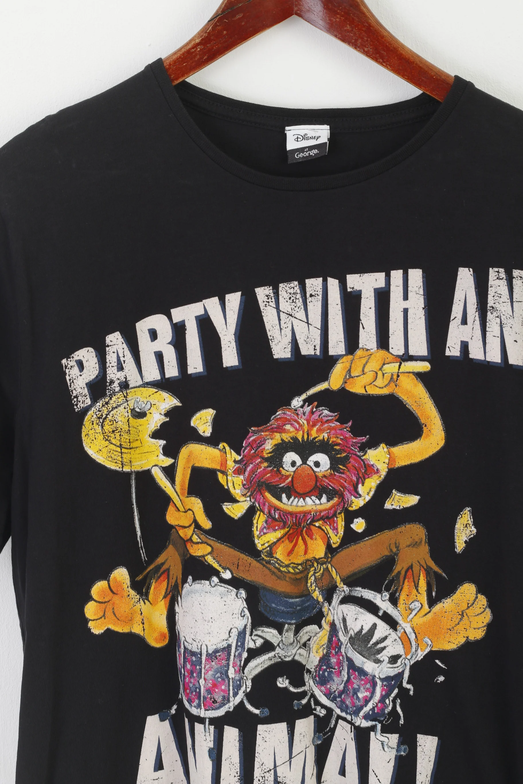 Disney at George Men S Shirt Black Cotton Graphic Party with an Animal Top - Image 2