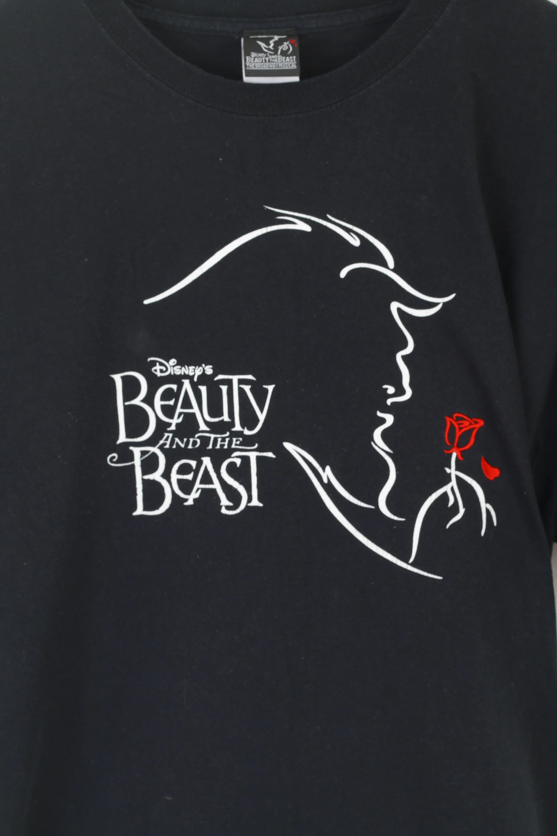 Disney Beaty And The Beast Men XL Shirt Black Cotton Graphics Rose Classic Top - Image 2