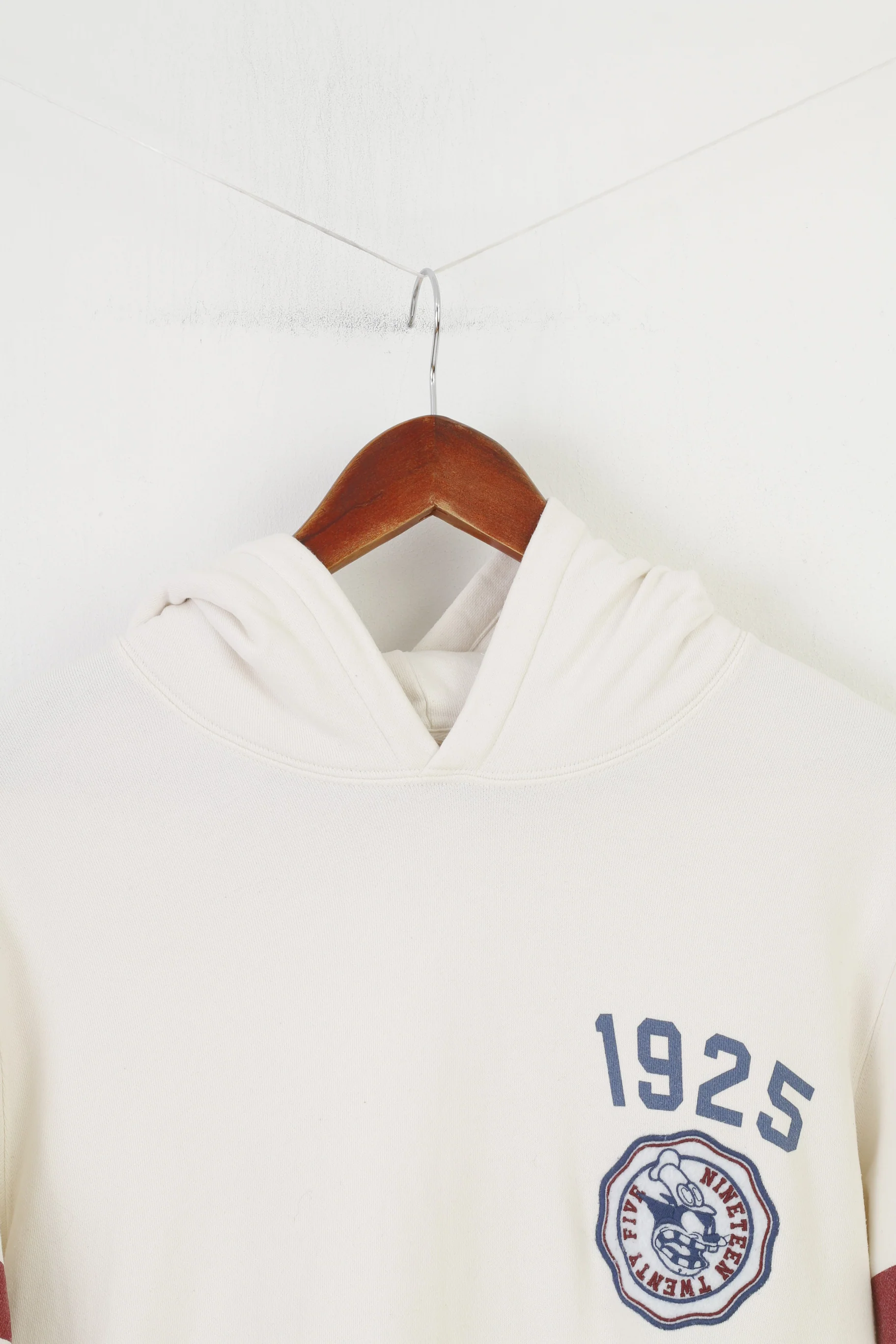 Disney Women L (M) Hoodie Cream Cotton Vintage Mickey Friends Hood Kangaroo 1925 Top - Image 2