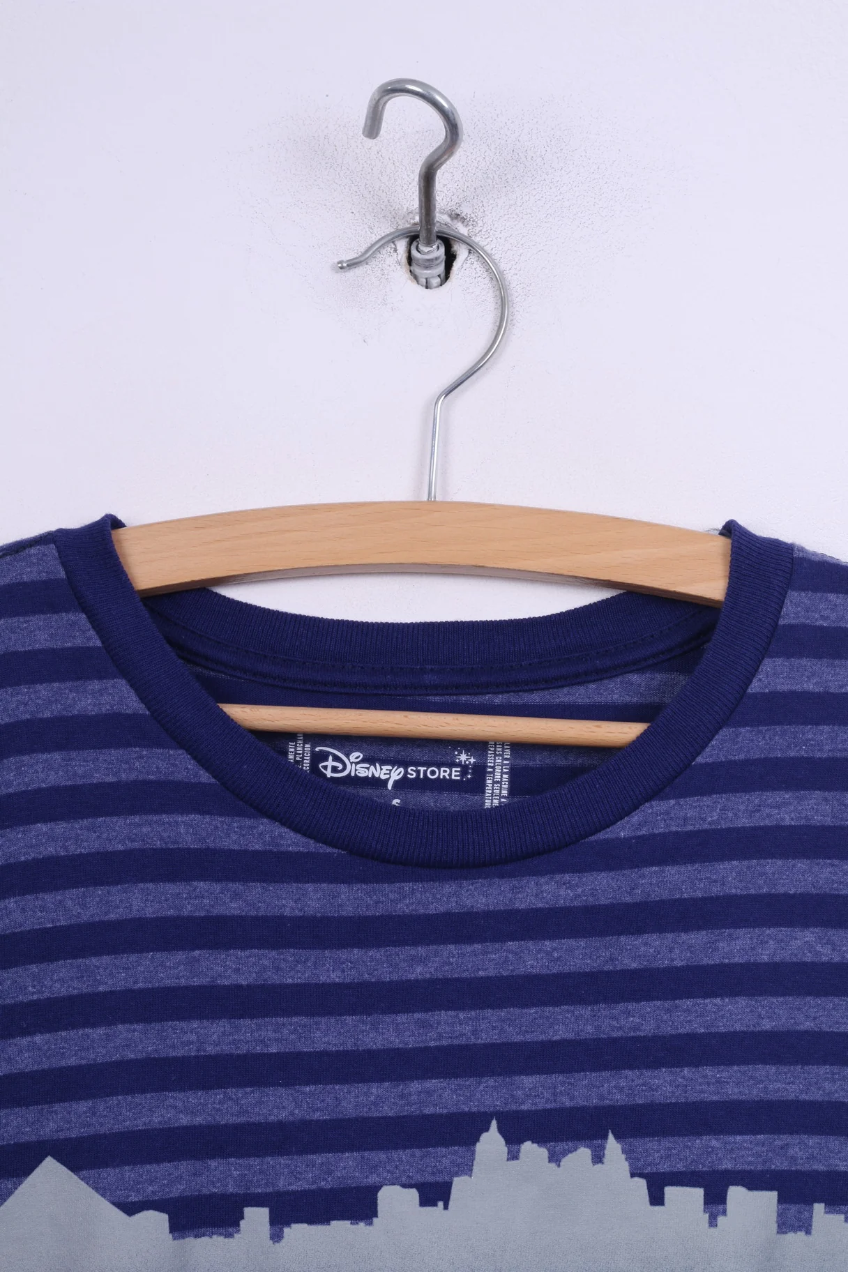 Disney Store Mens S T-Shirt Graphic Striped Navy Las Vegas Cotton Top - Image 2