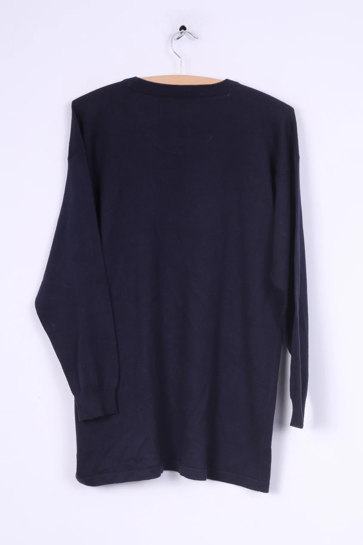 Divino Womens M Long Jumper Sweater Crew Neck Blue Two Duck Navy Cotton Retro Vintage - Image 6